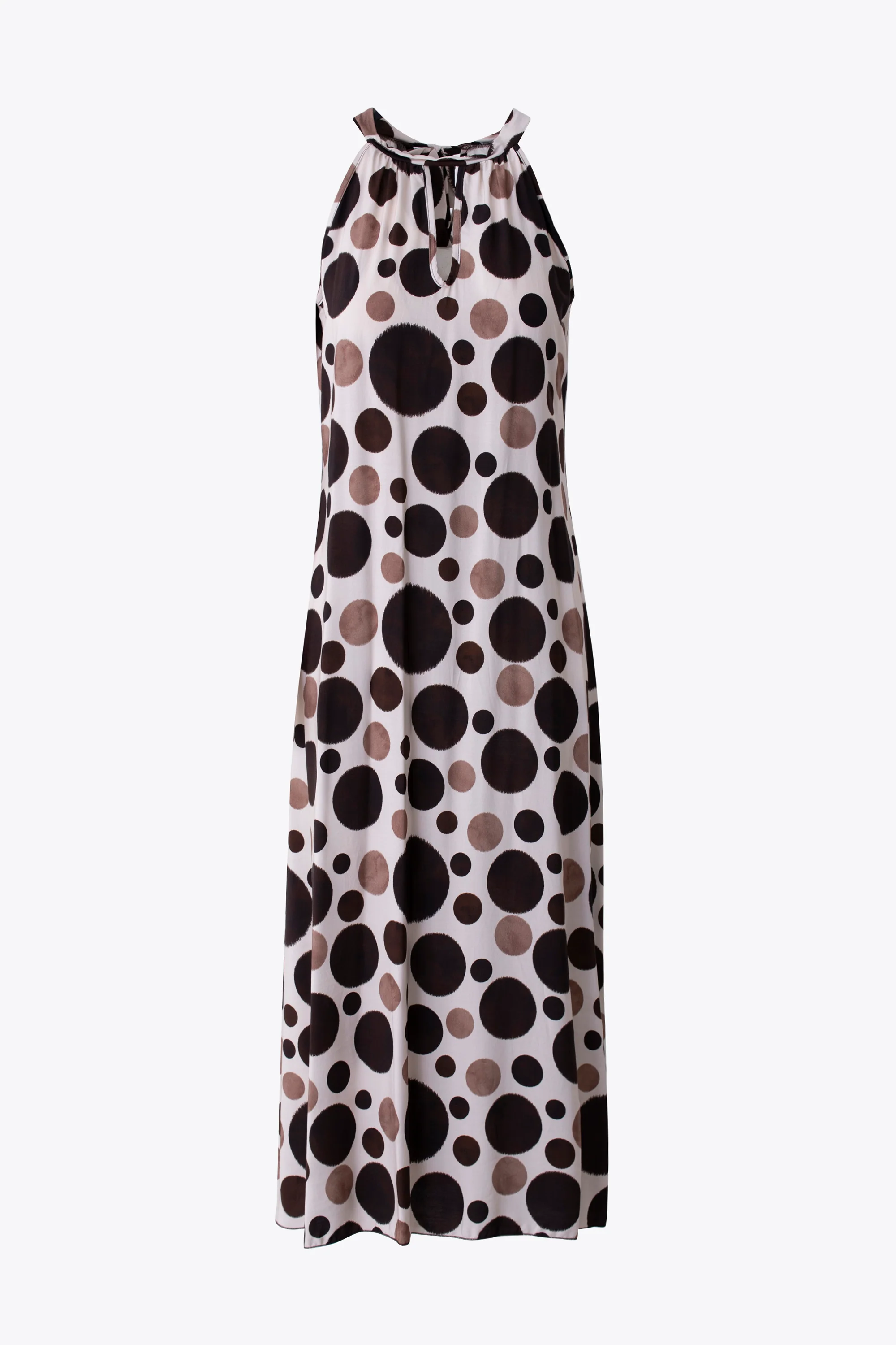 Abito lungo halterneck in viscosa fantasia maxi pois - PE26 - Image 7
