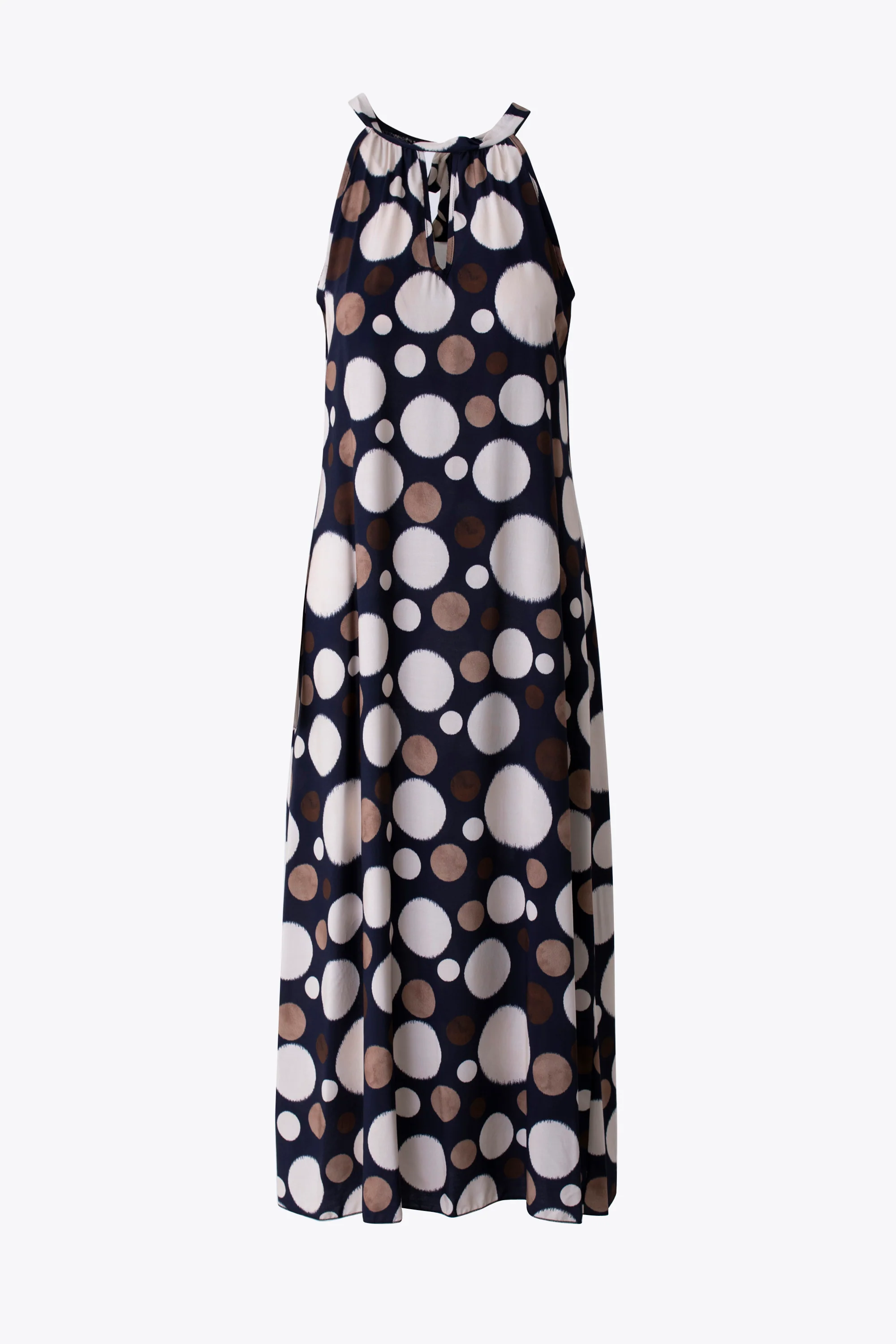 Abito lungo halterneck in viscosa fantasia maxi pois - PE26 - Image 8