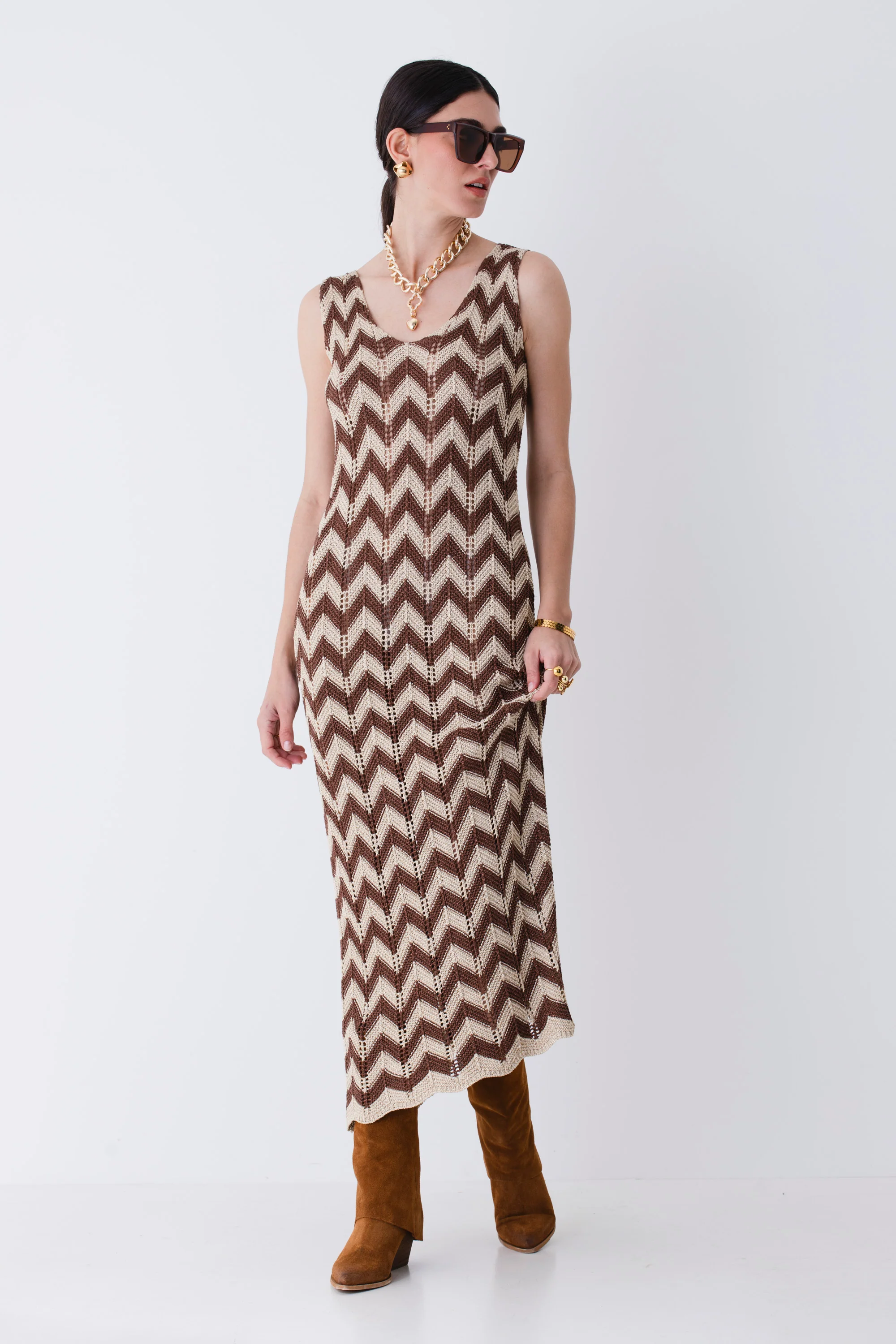 Abito lungo in maglia traforata lurex - PE25 - Image 5