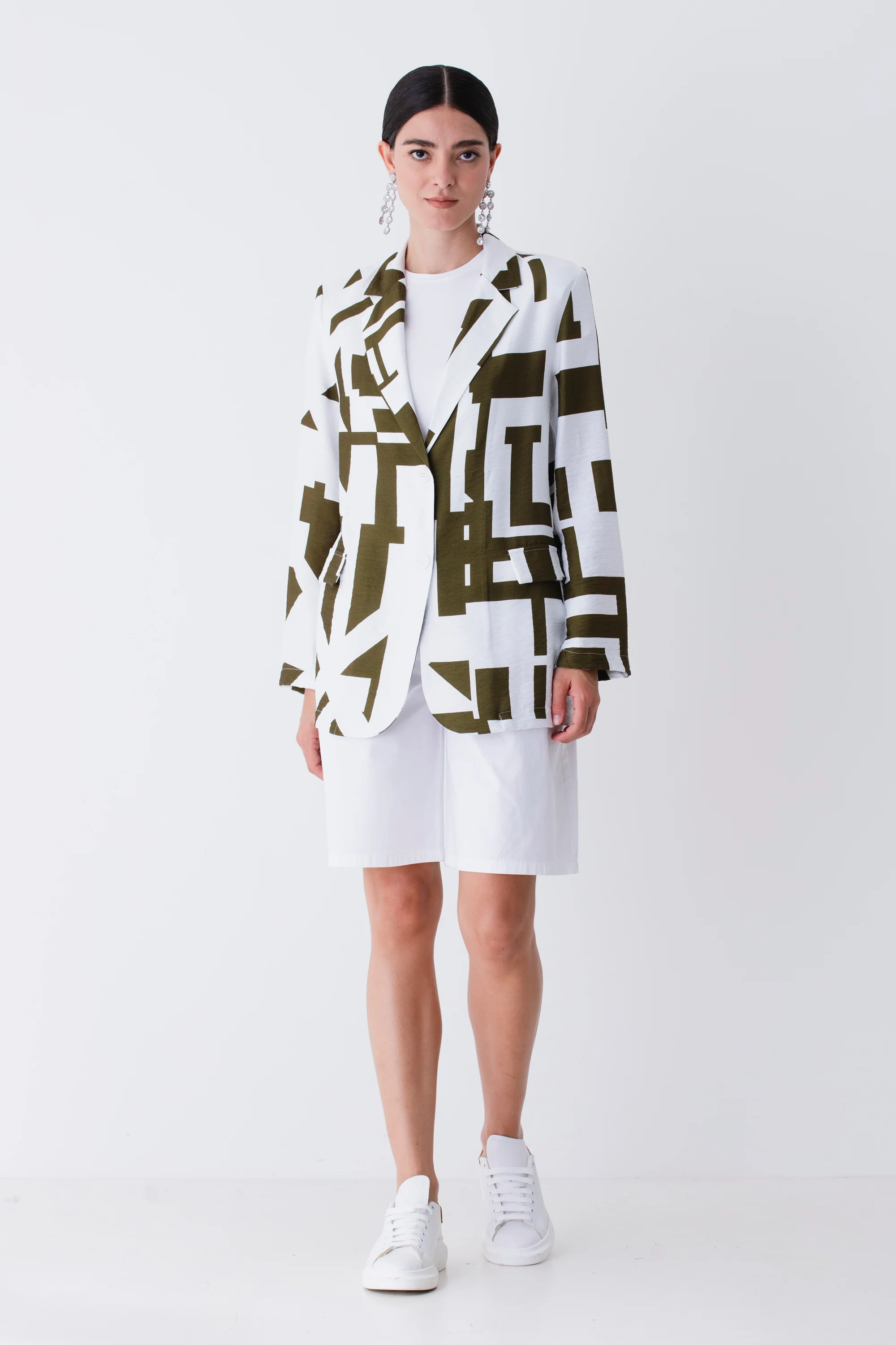 Blazer ad un petto in rayon fantasia geometrica - PE25 - Image 4