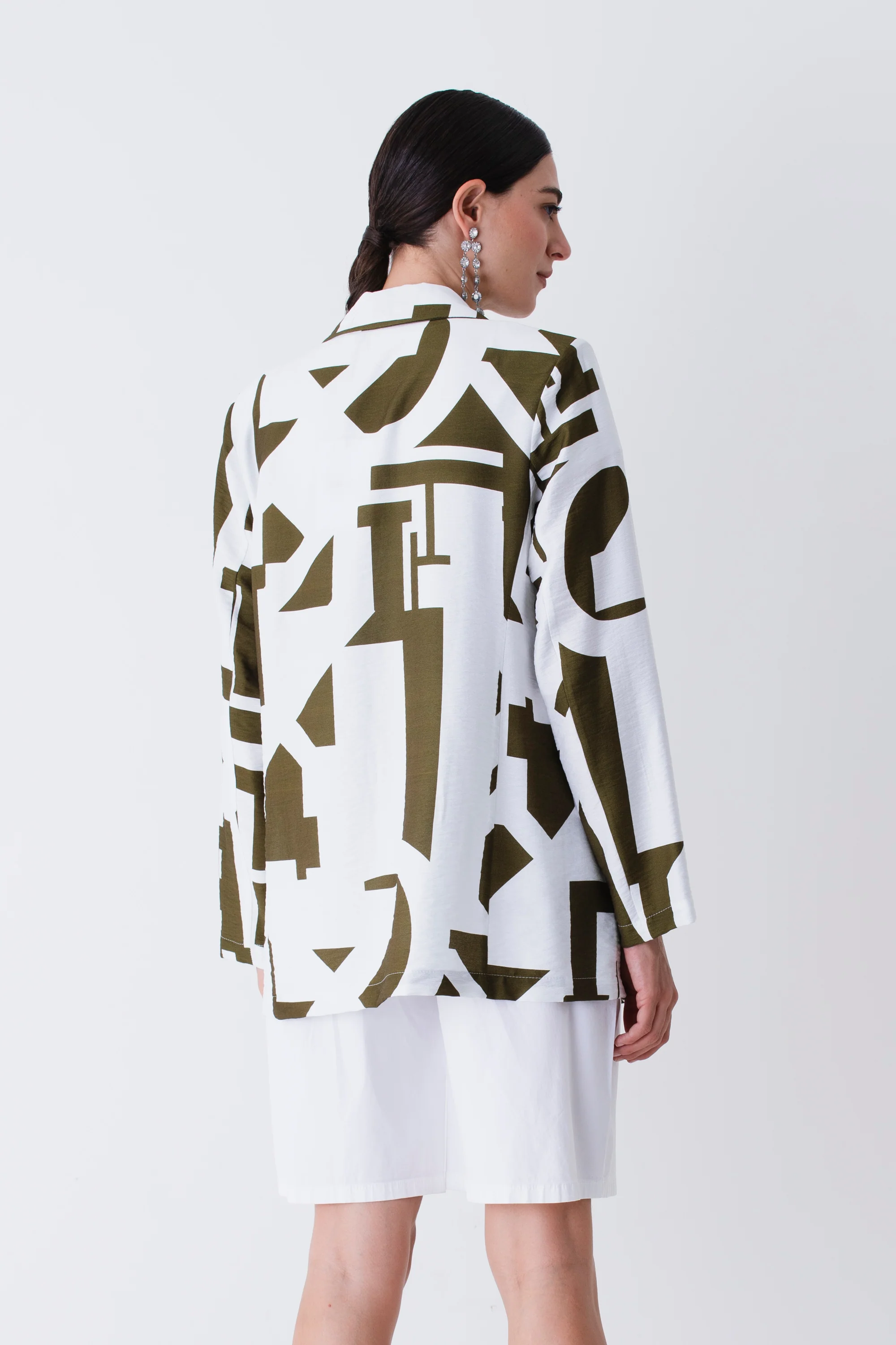 Blazer ad un petto in rayon fantasia geometrica - PE25 - Image 5