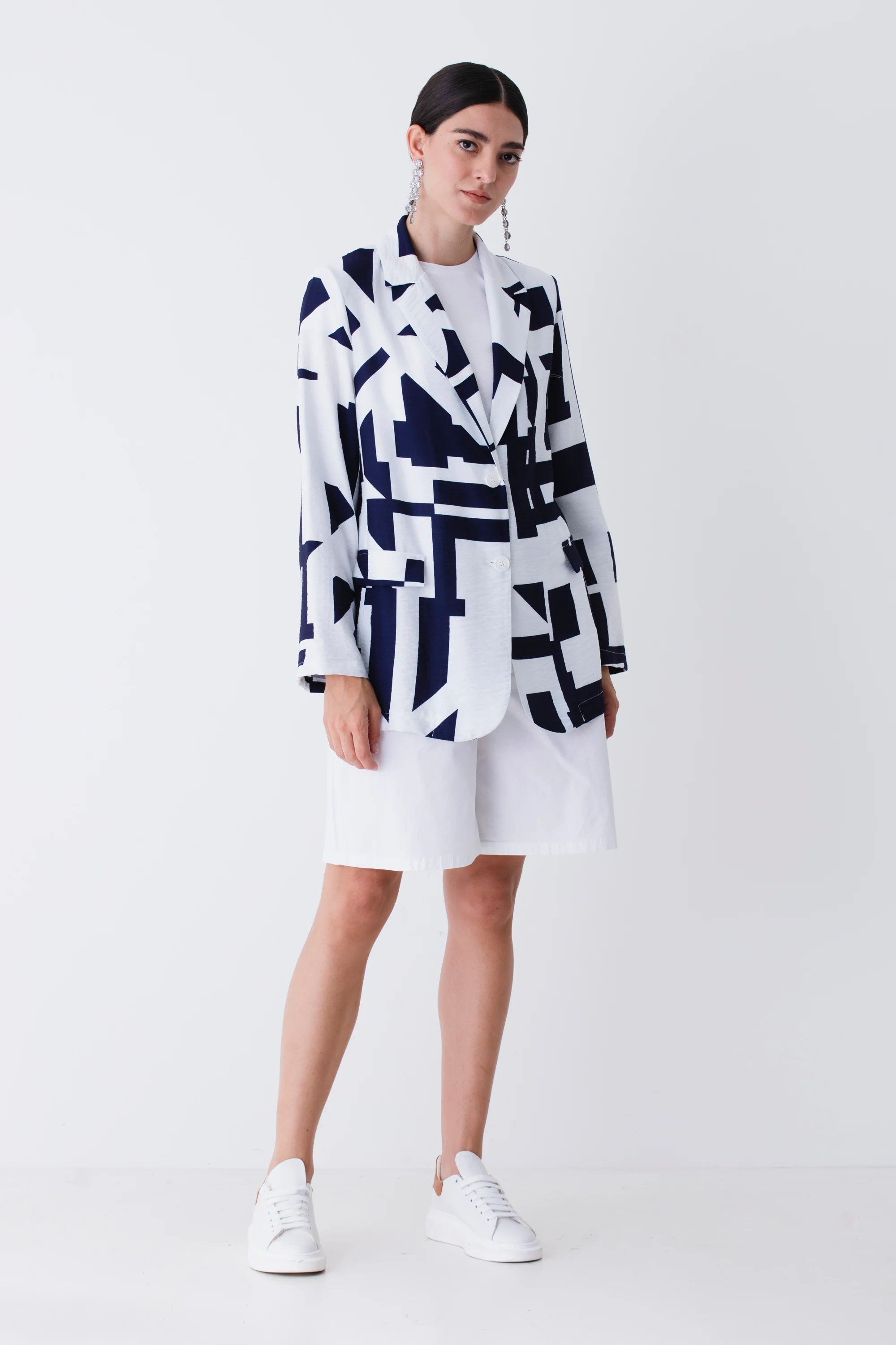 Blazer ad un petto in rayon fantasia geometrica - PE25 - Image 8