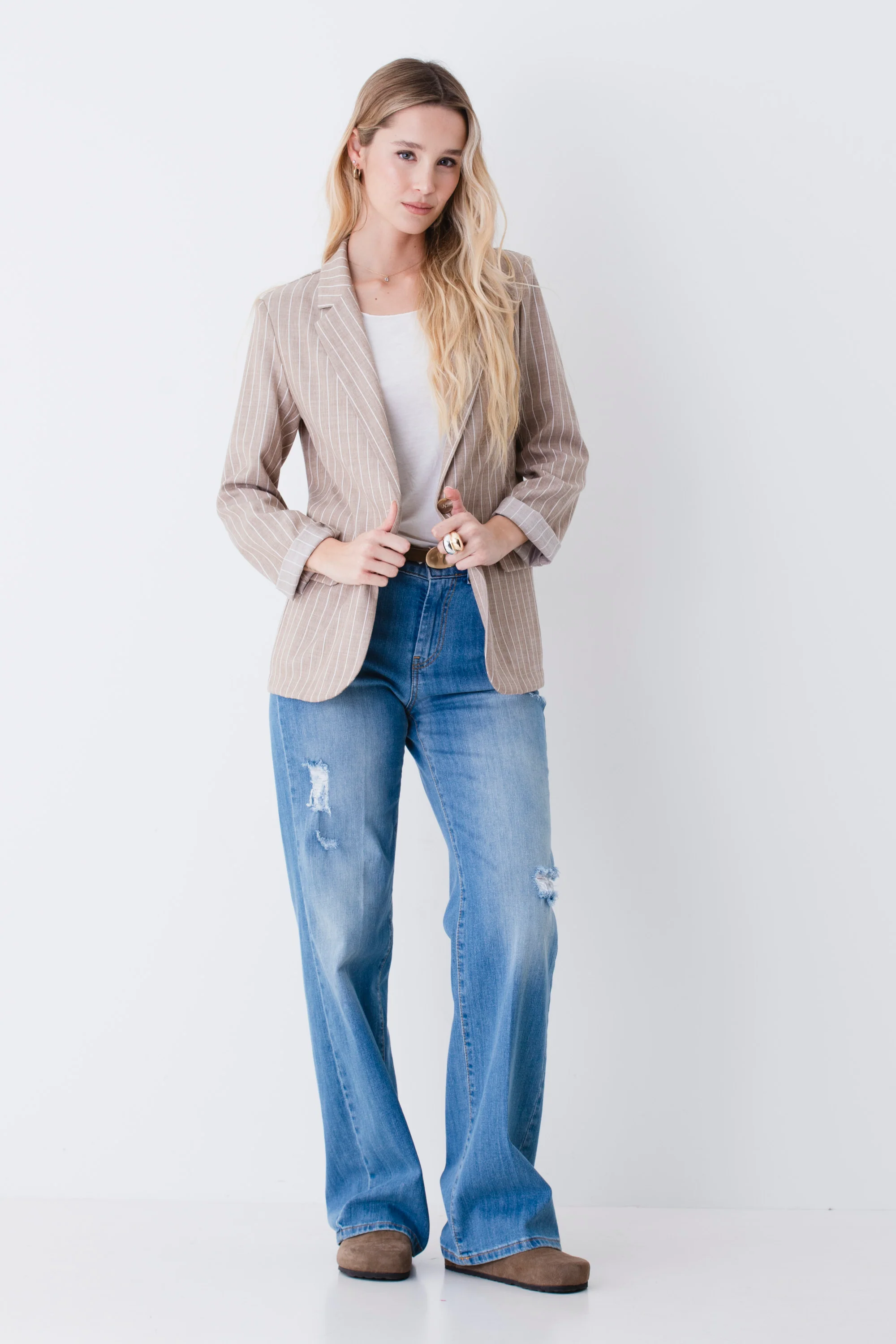 Blazer ad un petto in tessuto gessato - PE26 - Image 4