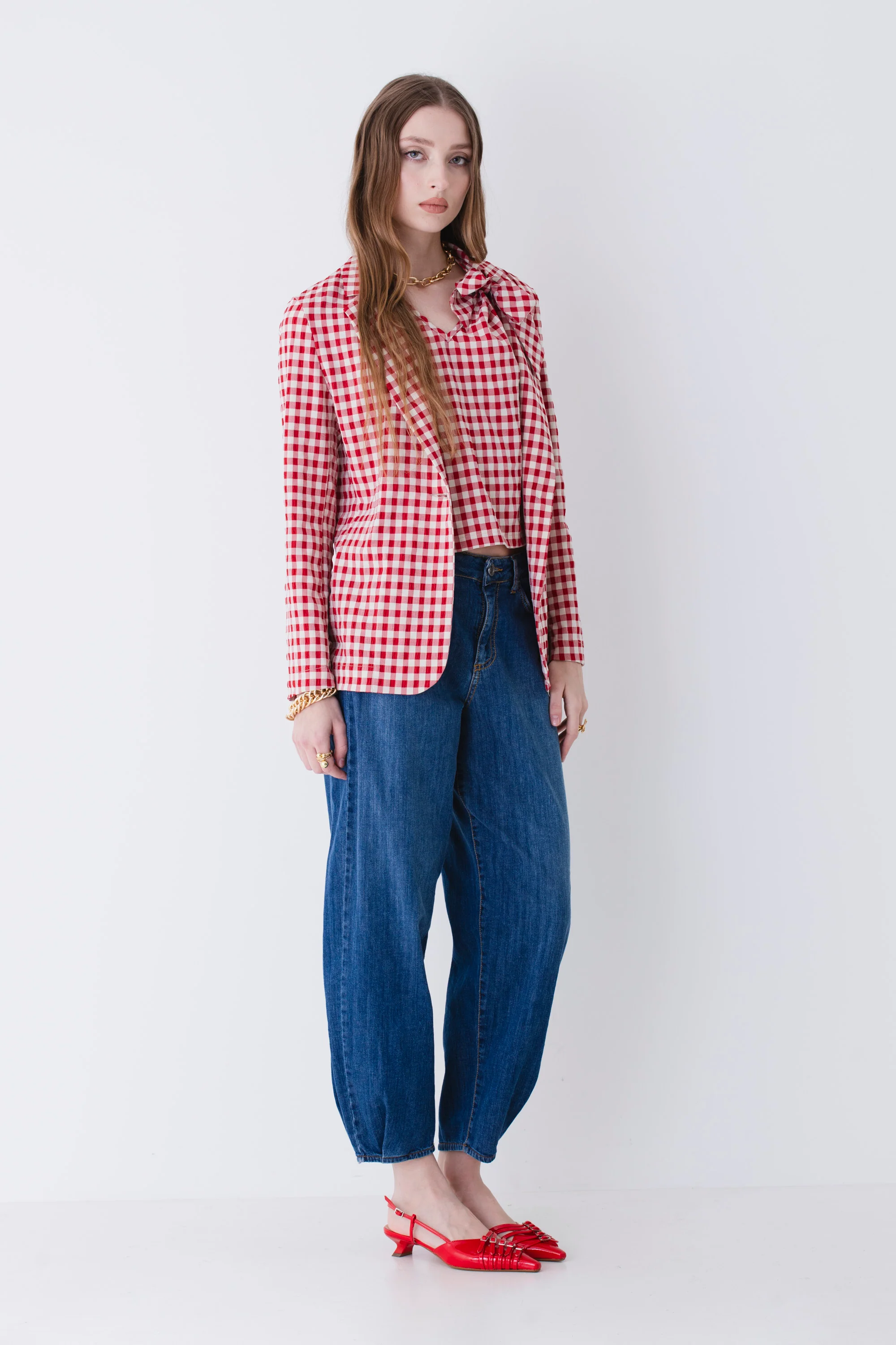 Blazer ad un petto in vichy - PE25 - Image 3