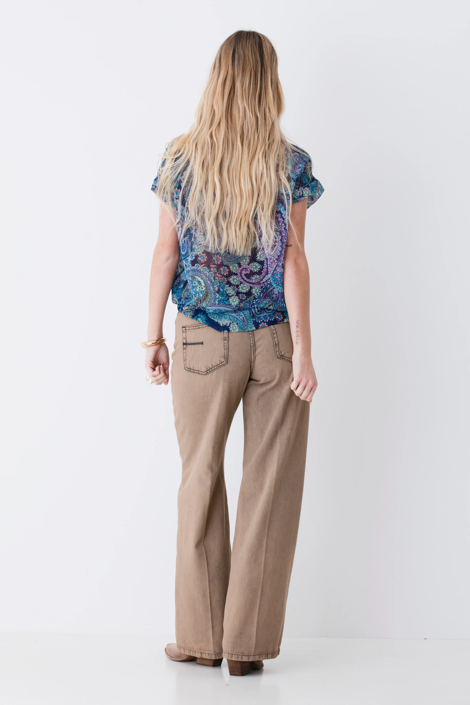 Blusa con cravatta in georgette fantasia cachemire - PE26 - Image 5