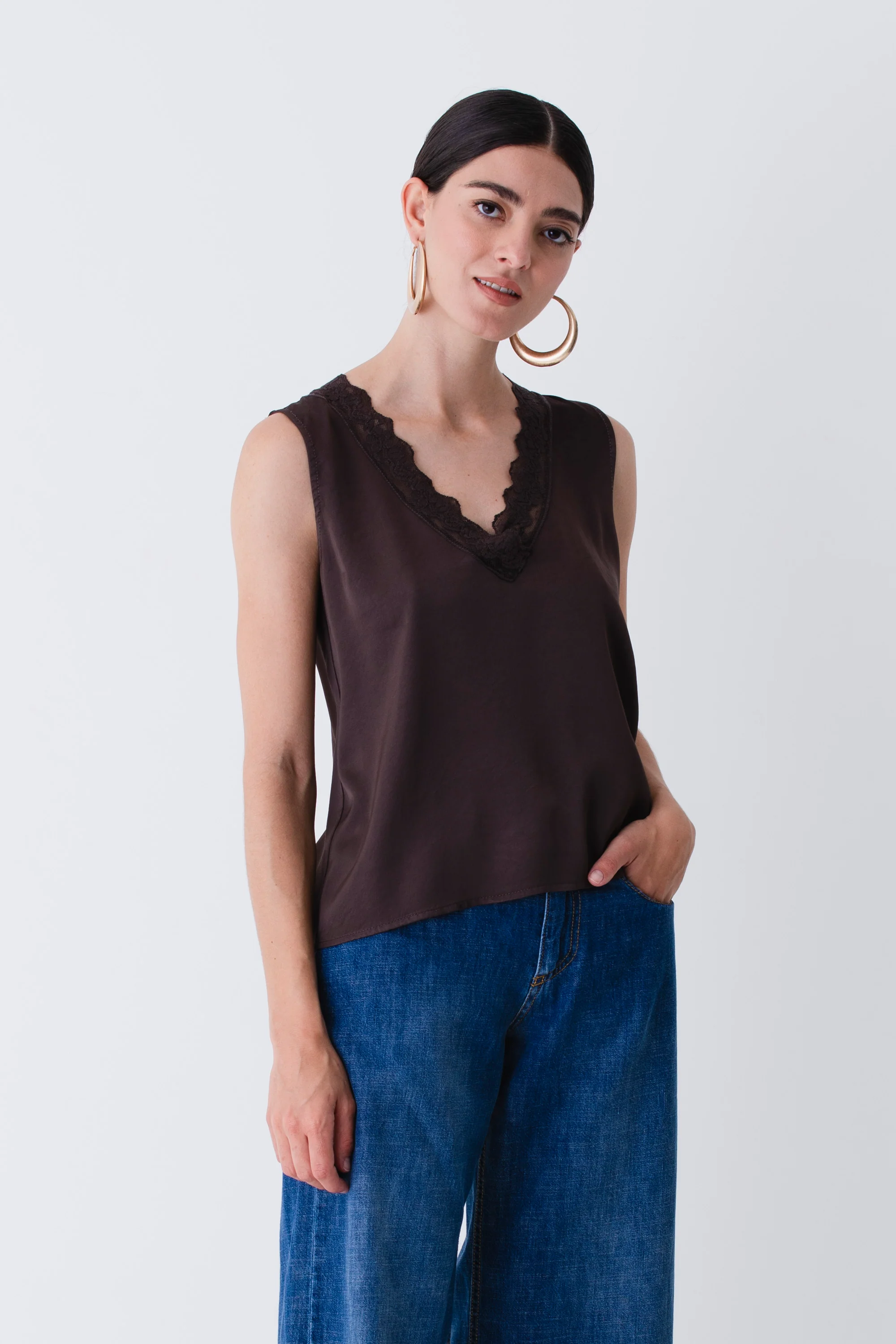 Blusa con pizzo in raso di viscosa - PE25 - Image 7