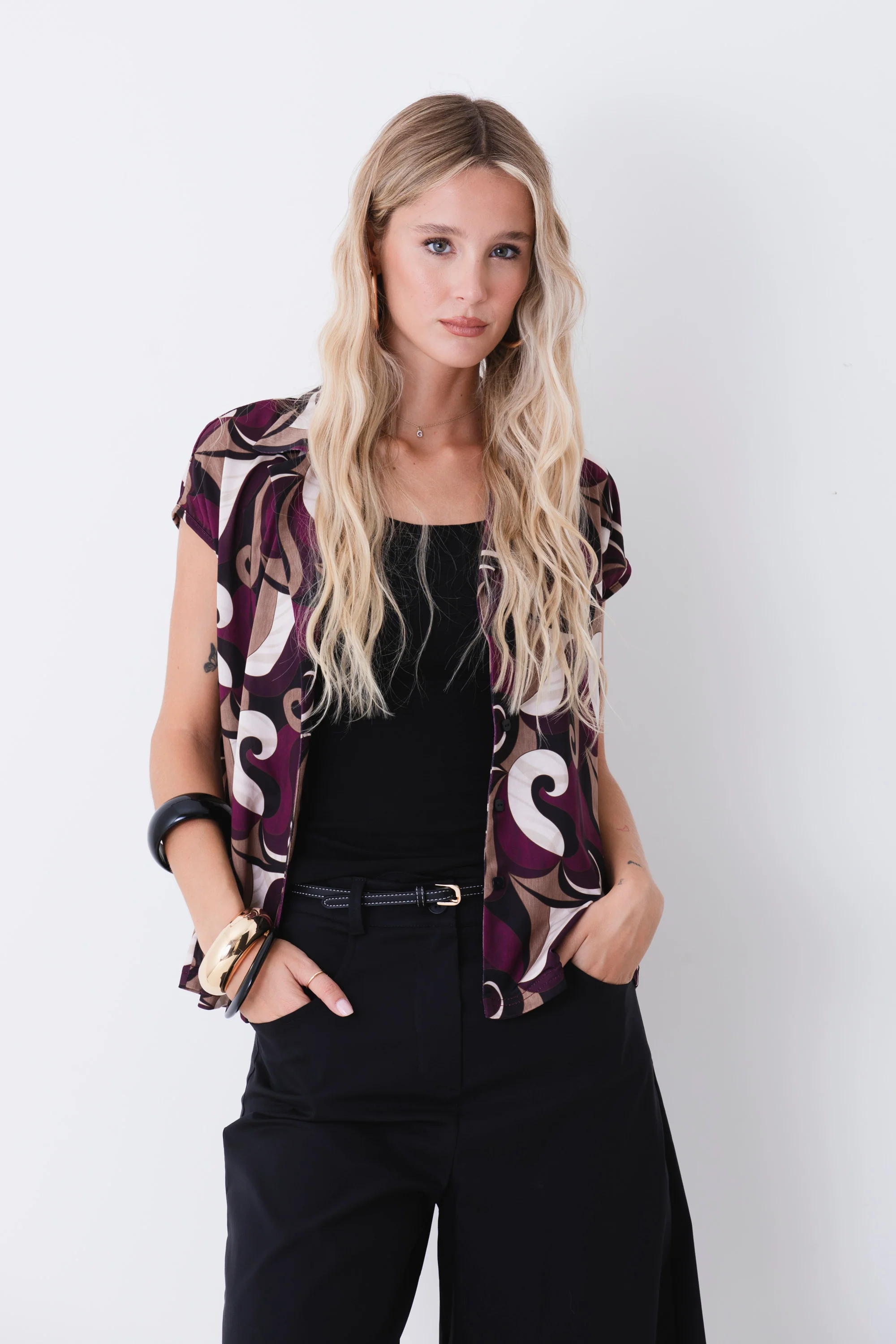 Blusa fantasia paisley in jersey elasticizzato - PE26