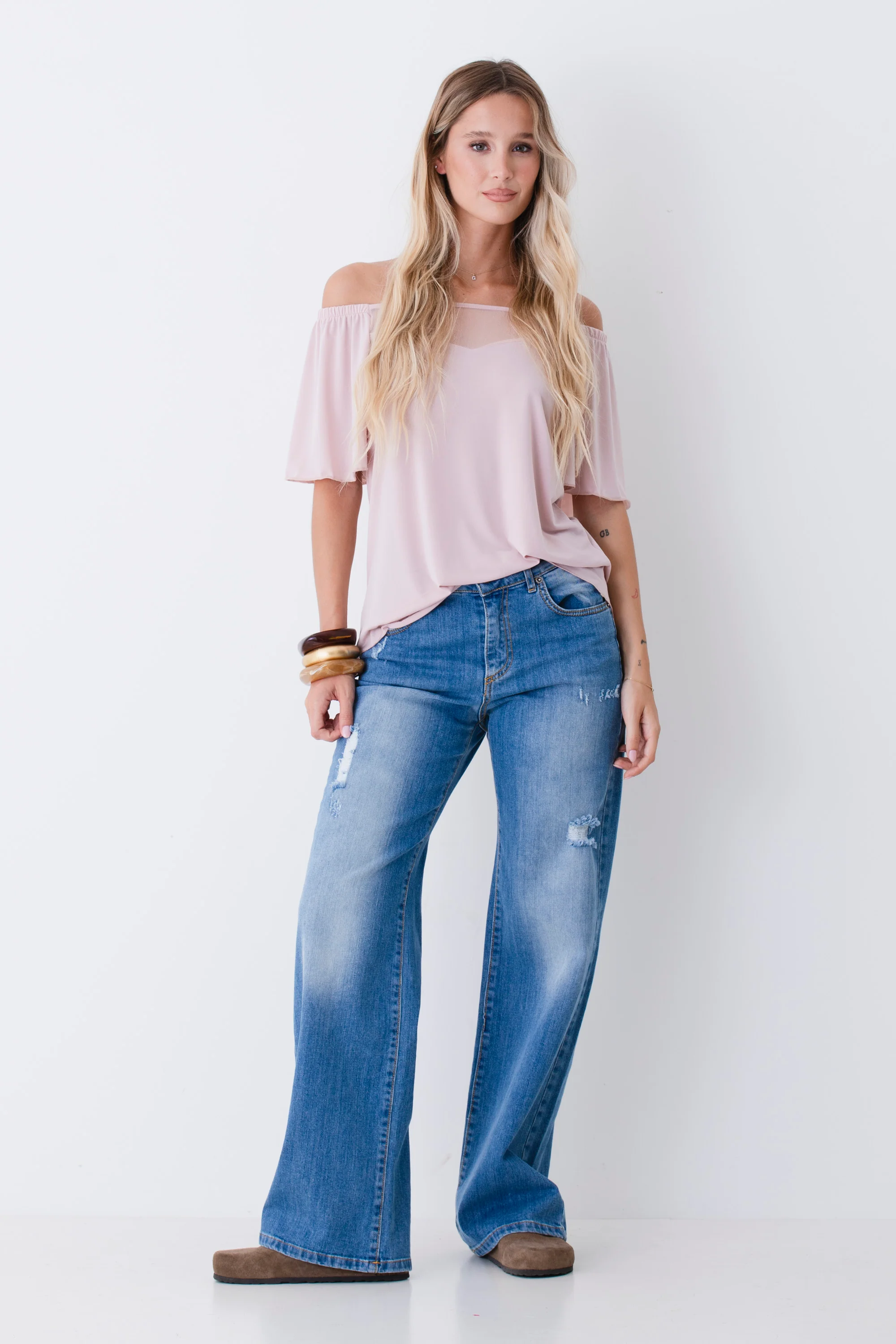 Blusa in jersey elasticizzato con inserto in tulle - PE26 - Image 5