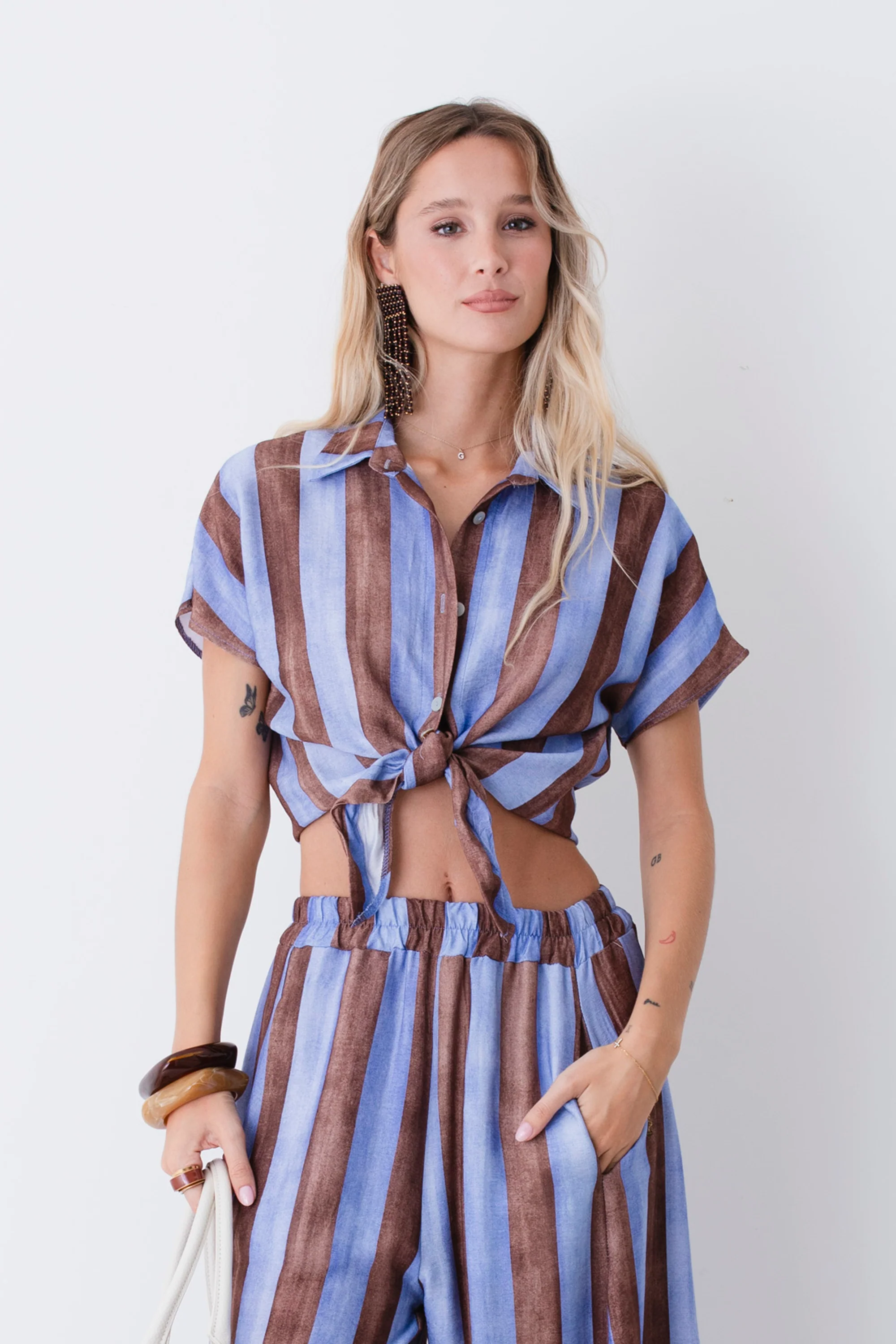 Camicia a righe in misto viscosa - PE26