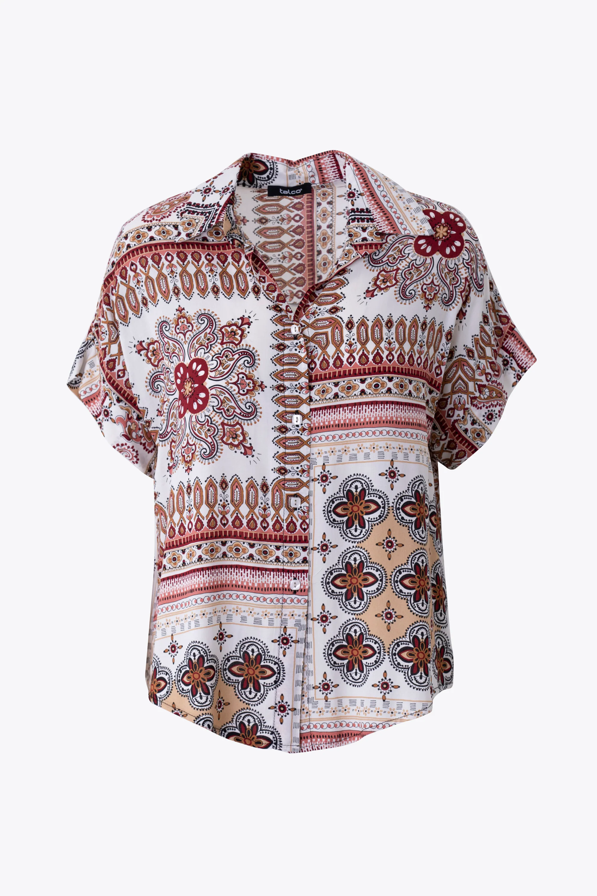 Camicia ampia in viscosa fantasia ornamentale - PE26 - Image 7
