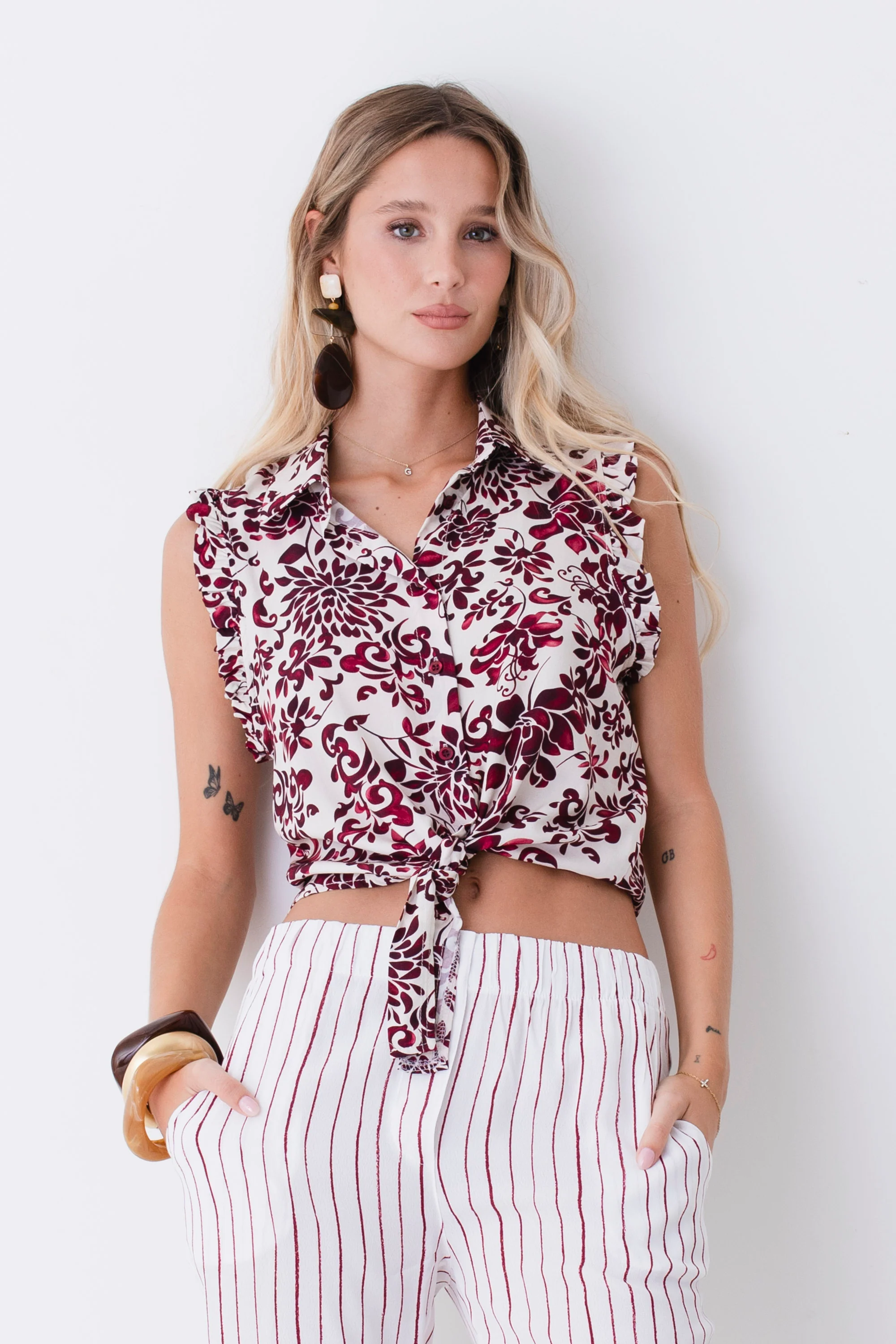 Camicia in viscosa fantasia maxi floreale - PE26