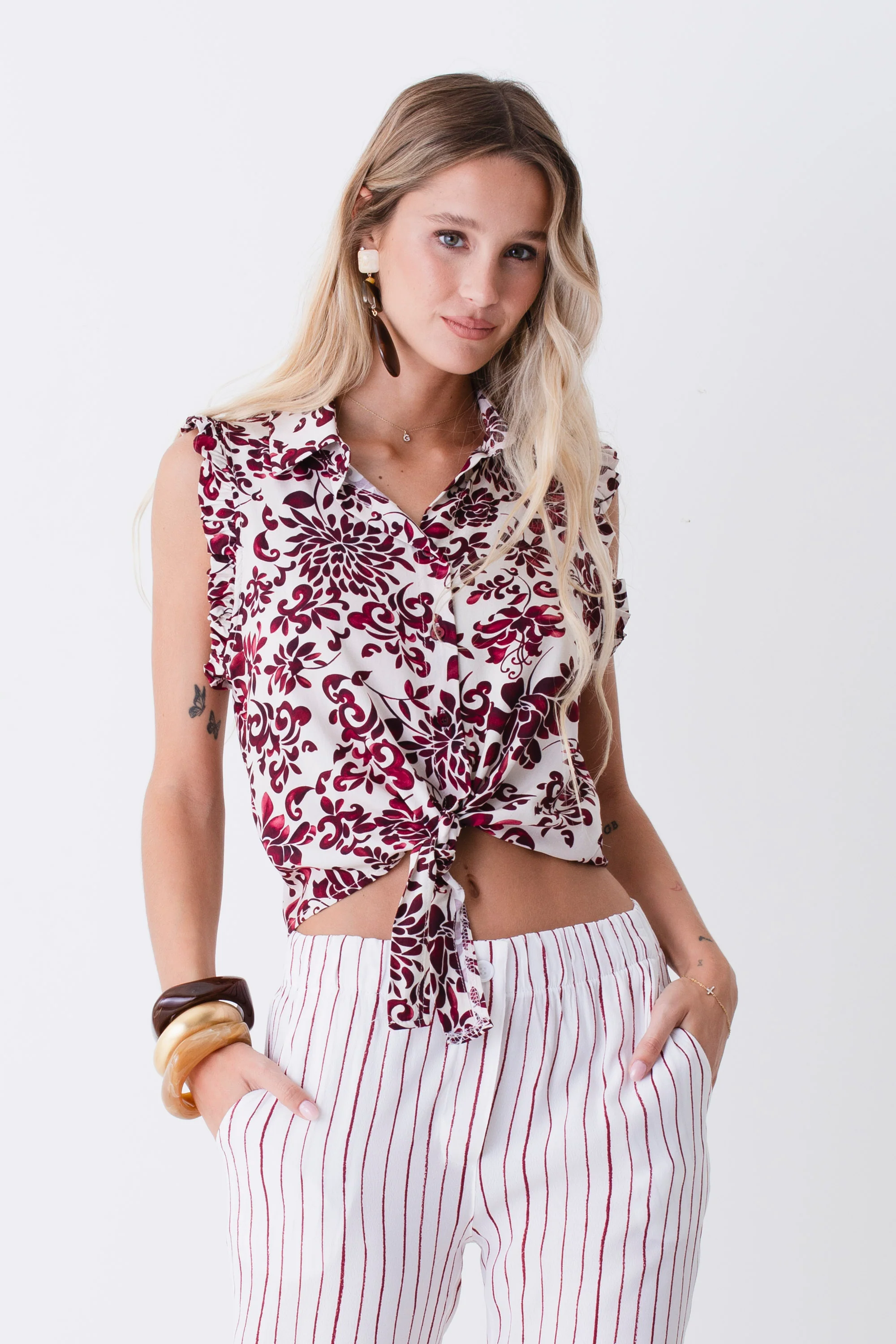 Camicia in viscosa fantasia maxi floreale - PE26 - Image 3