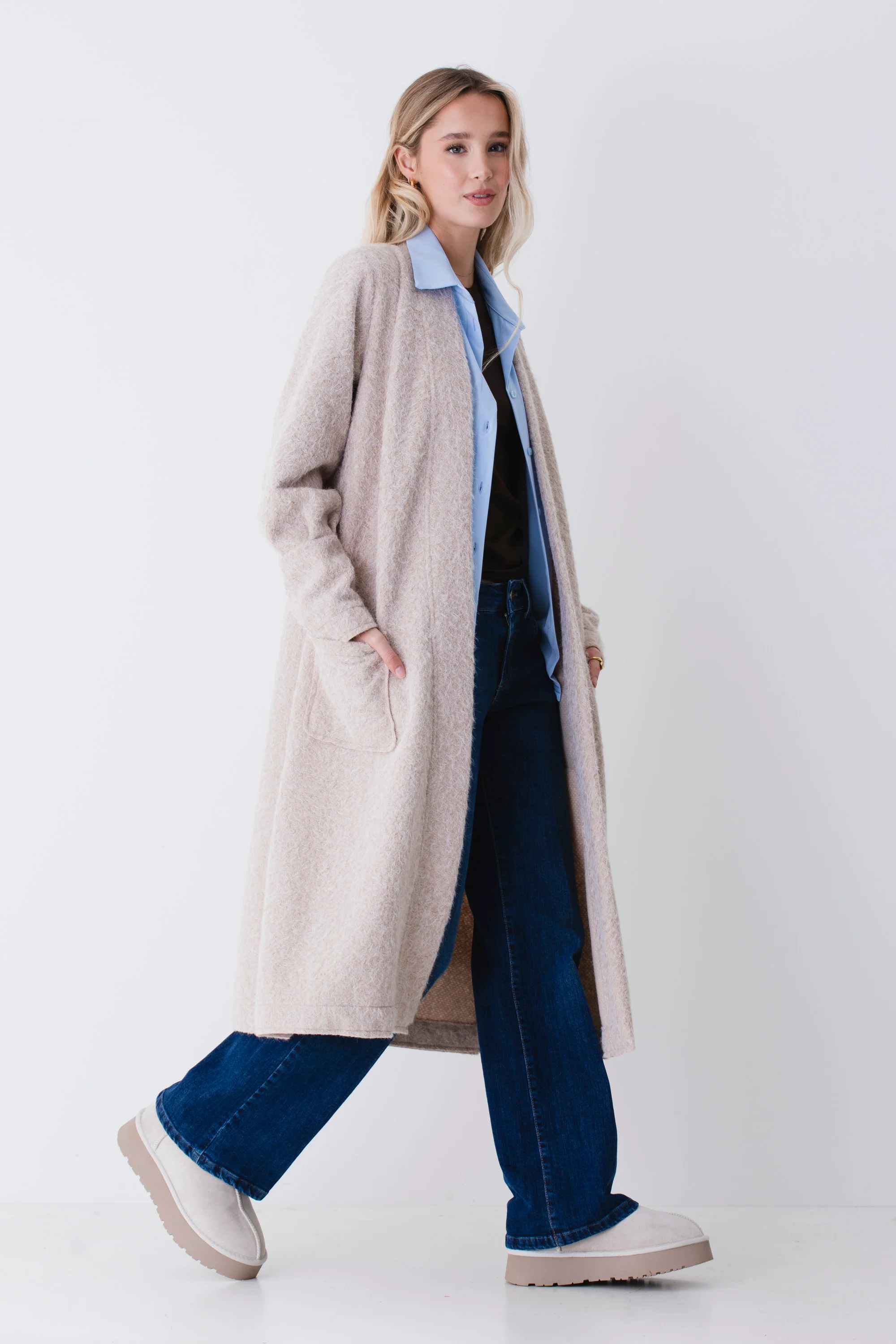 Cappotto lungo in tessuto effetto lana cotta - FW26 - Image 3