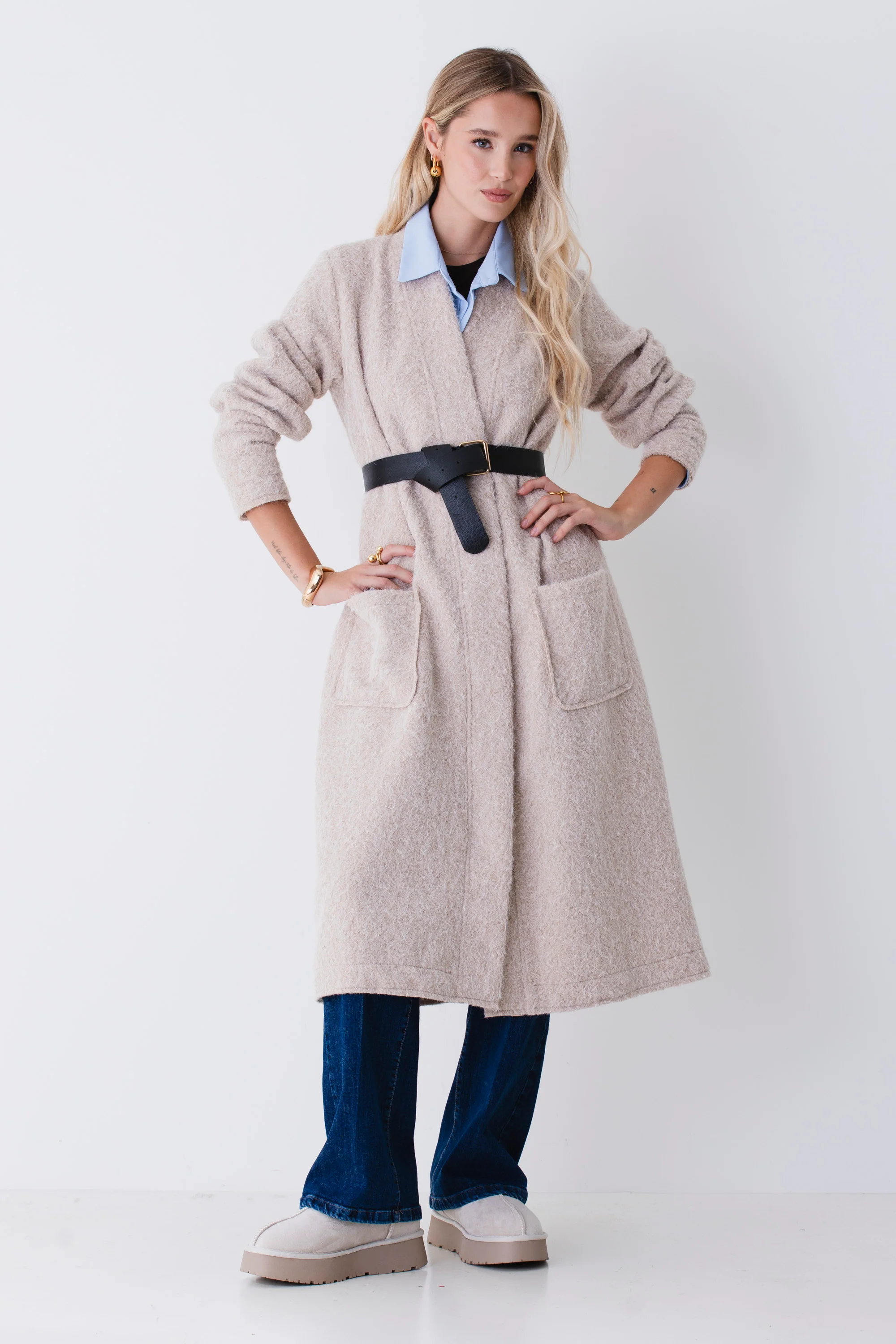 Cappotto lungo in tessuto effetto lana cotta - FW26 - Image 5