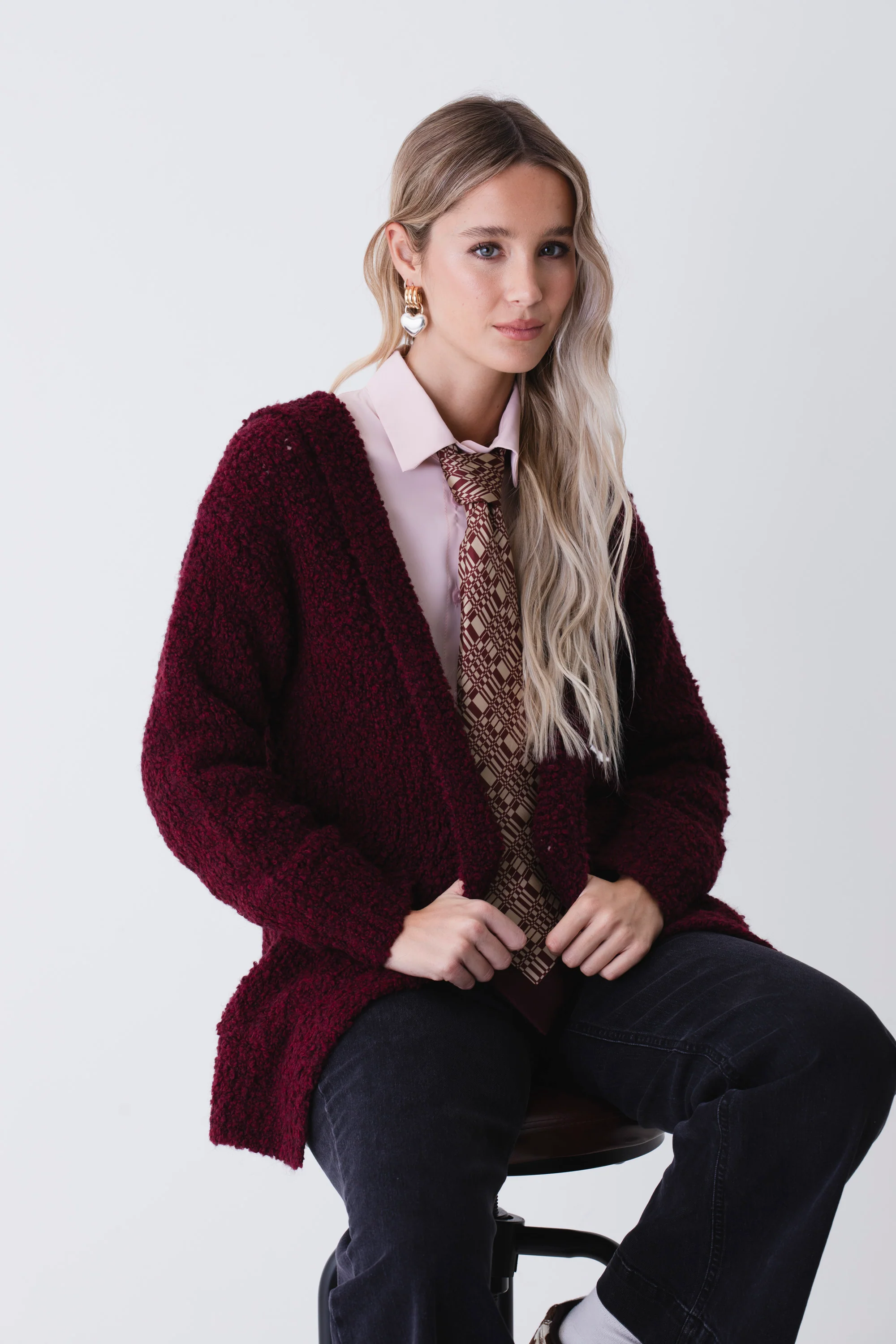 Cardigan corto in misto lana boucle - FW26 - Image 6