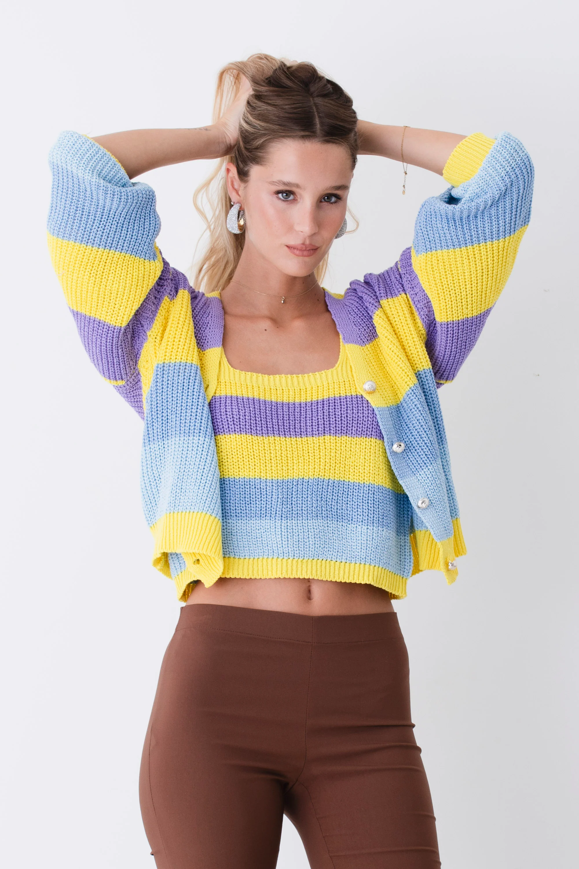 Cardigan in maglia a righe multicolor - PE26