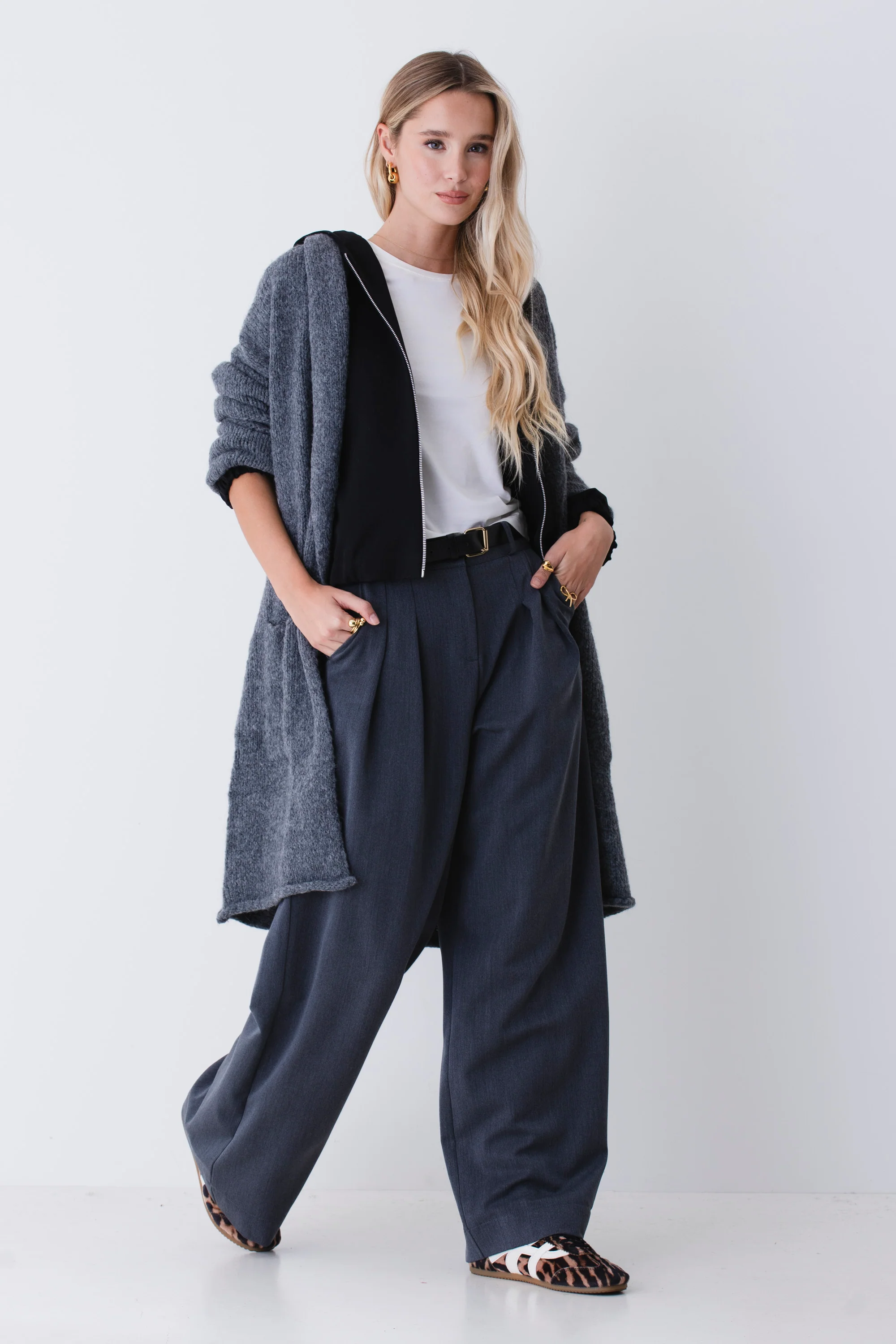 Cardigan lungo con cintura in misto lana - FW26 - Image 3