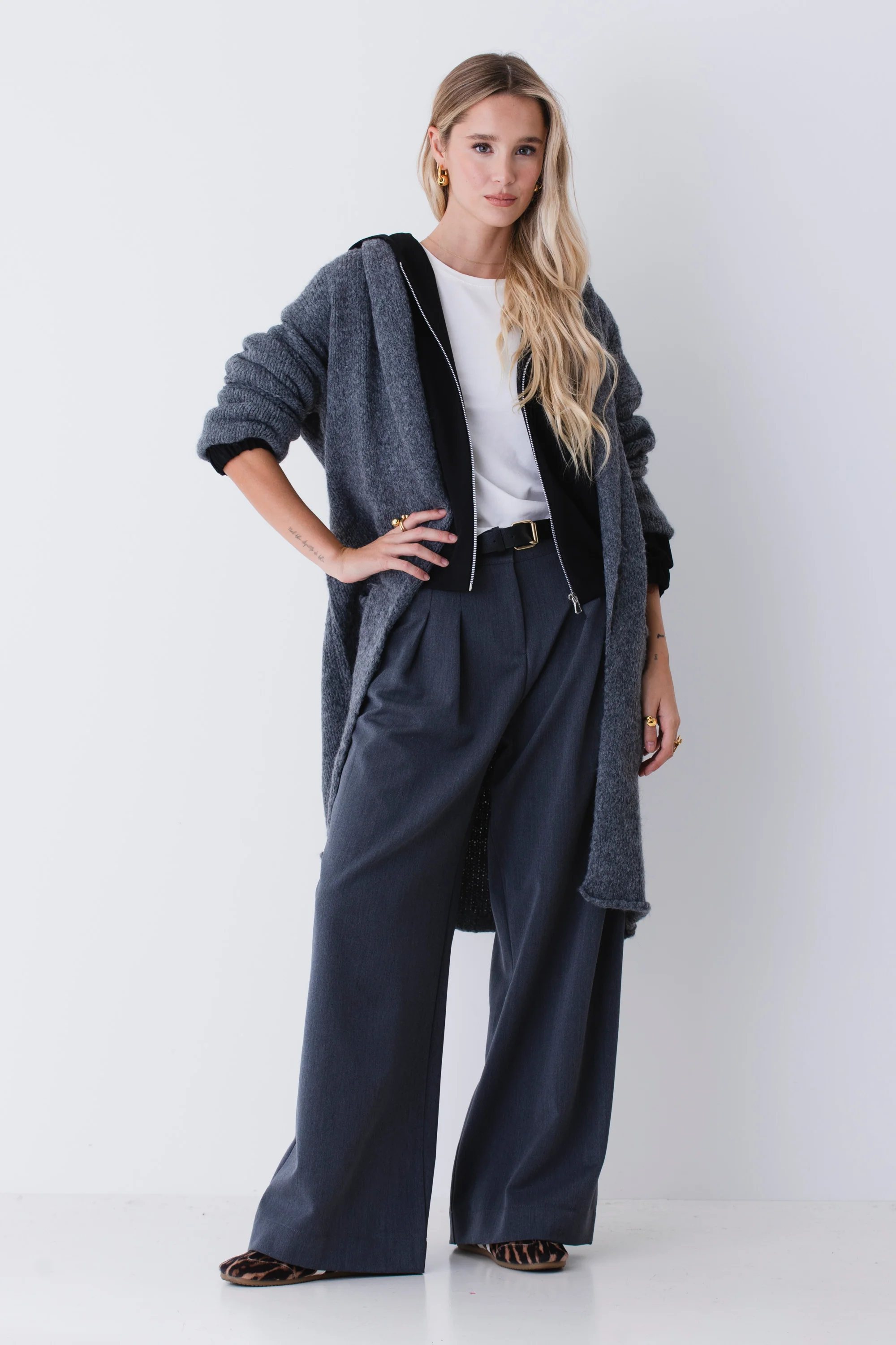 Cardigan lungo con cintura in misto lana - FW26 - Image 4