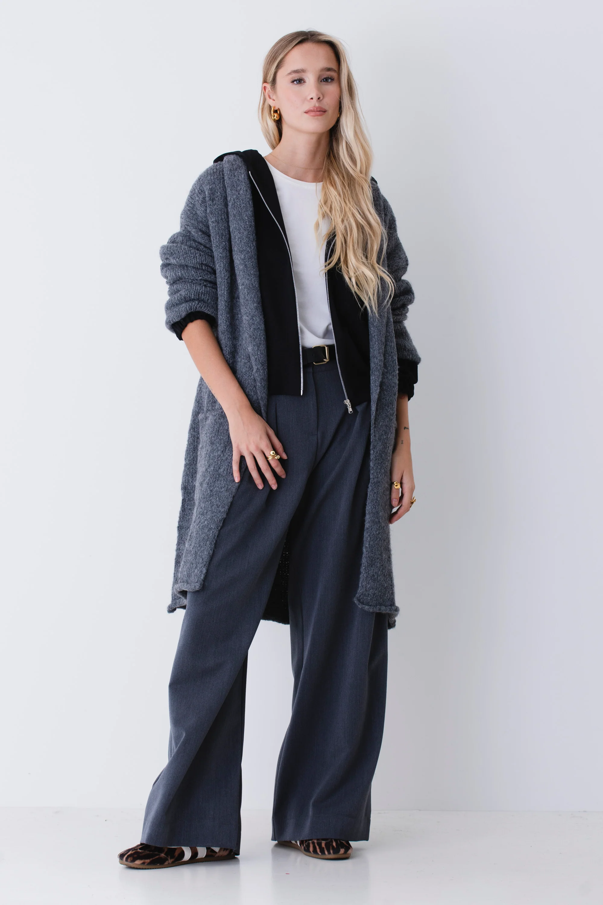 Cardigan lungo con cintura in misto lana - FW26 - Image 5