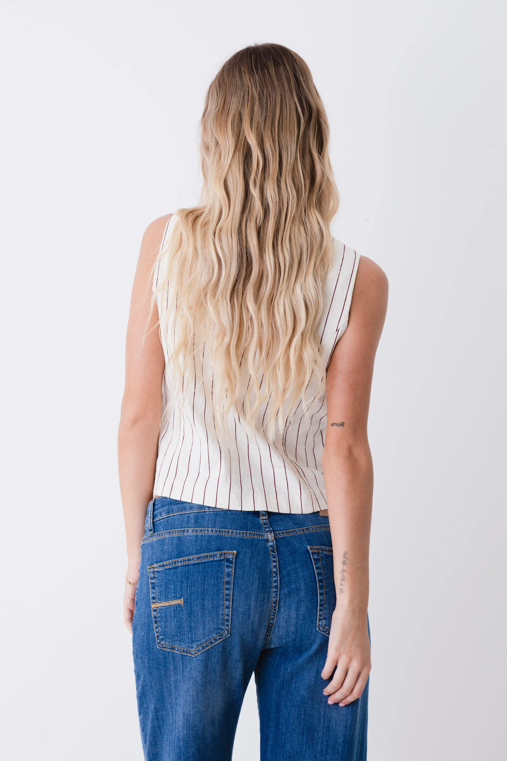 Gilet ad un petto in cotone gessato - PE26 - Image 6