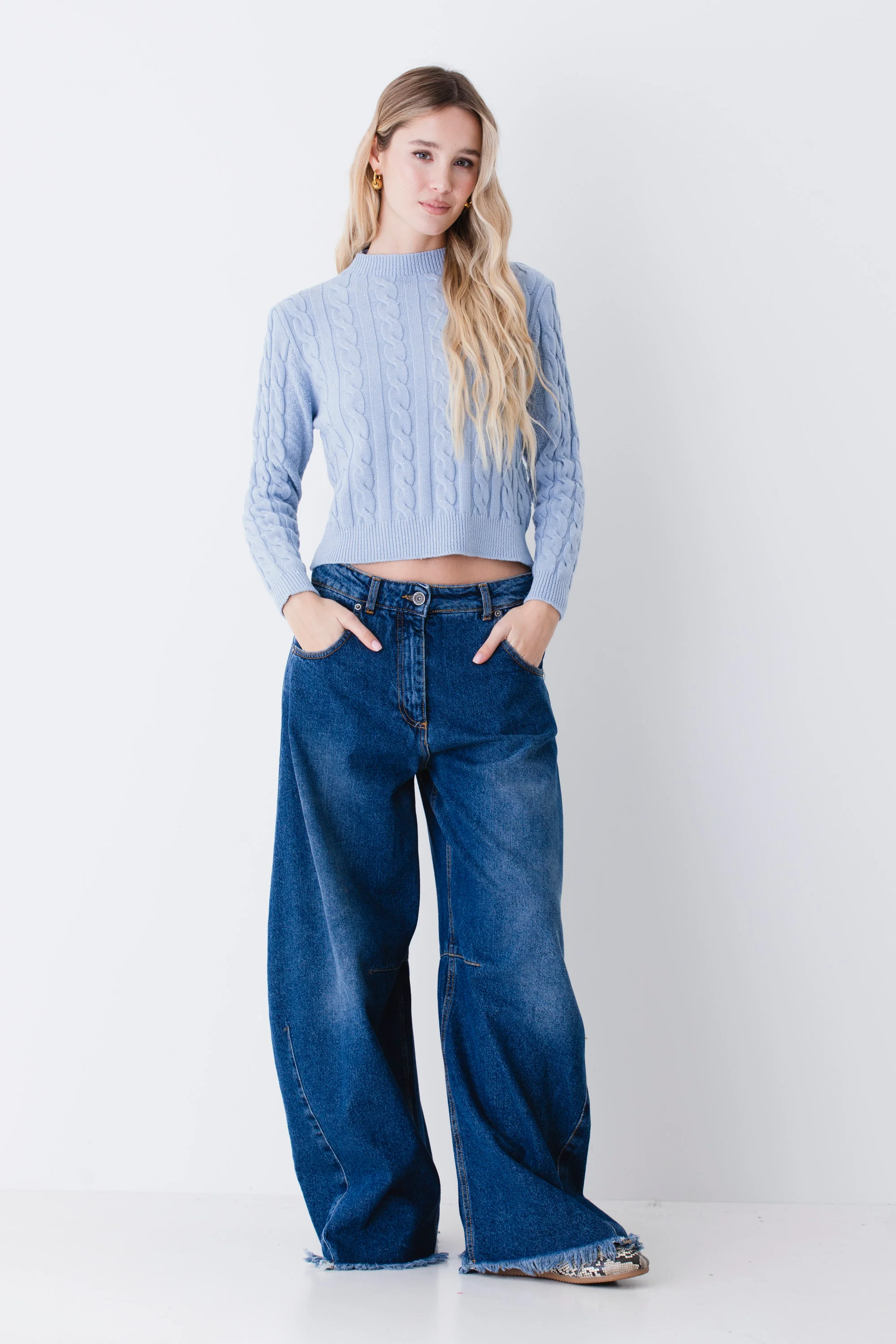 Maglia a trecce con mini paillettes - FW26 - Image 2