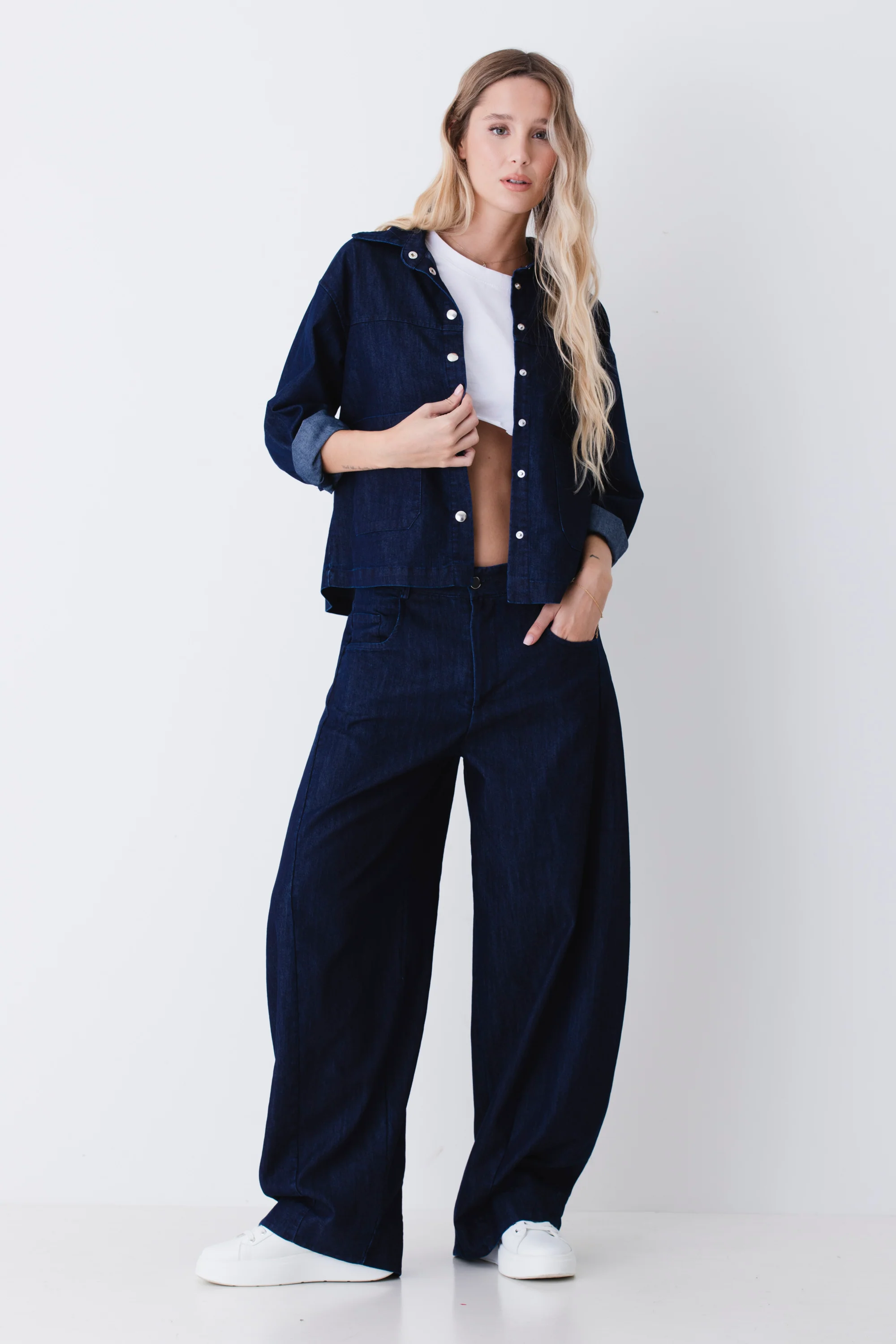 Pantalone barrel fit in tessuto effetto jeans - PE26 - Image 3