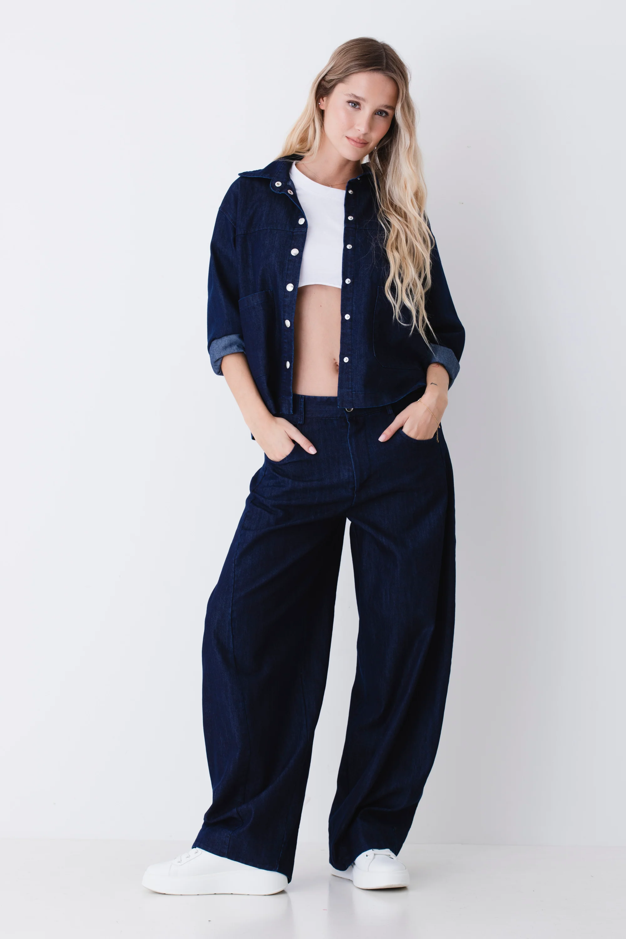 Pantalone barrel fit in tessuto effetto jeans - PE26 - Image 4