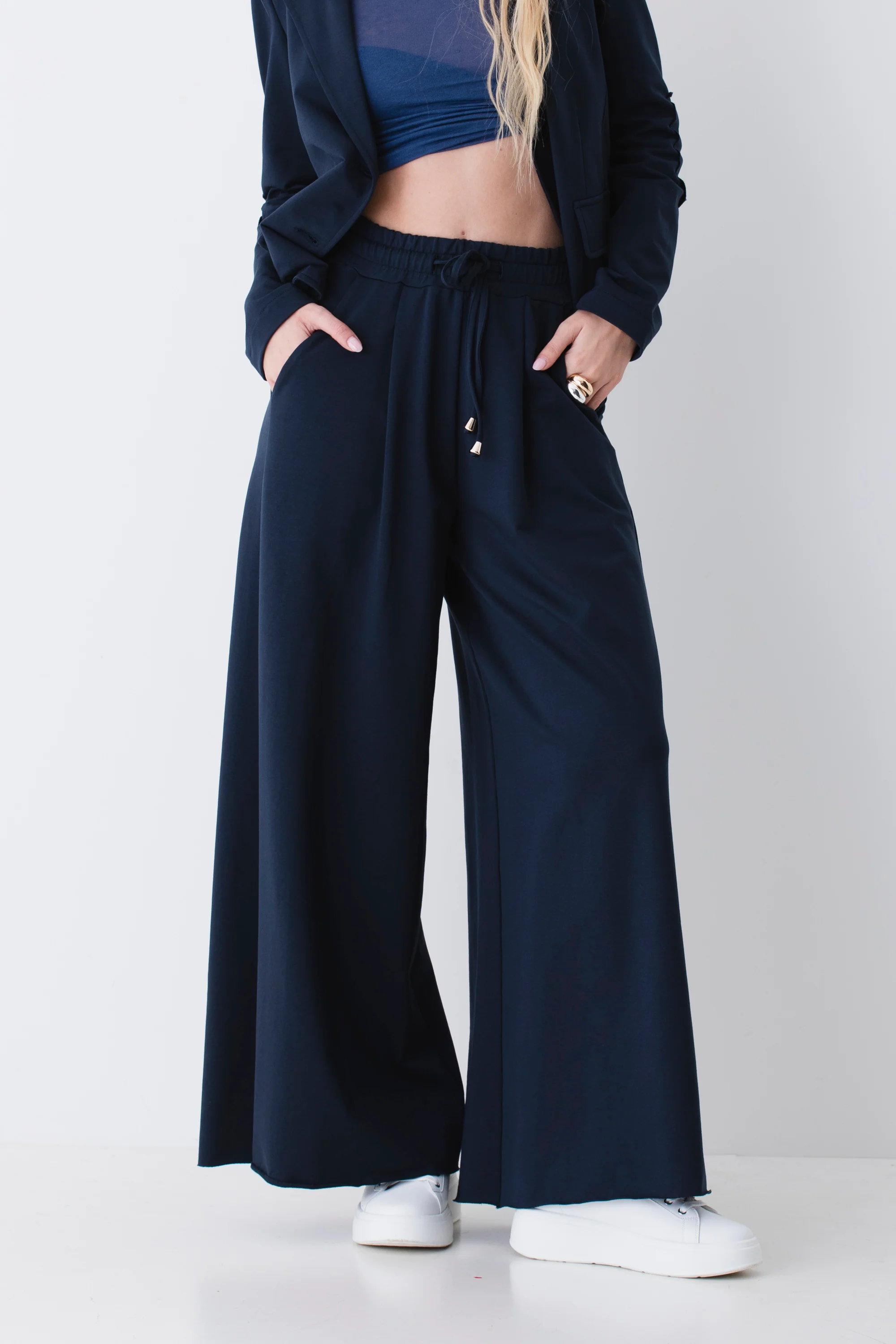 Pantalone palazzo con coulisse in felpa di cotone - PE26 - Image 2