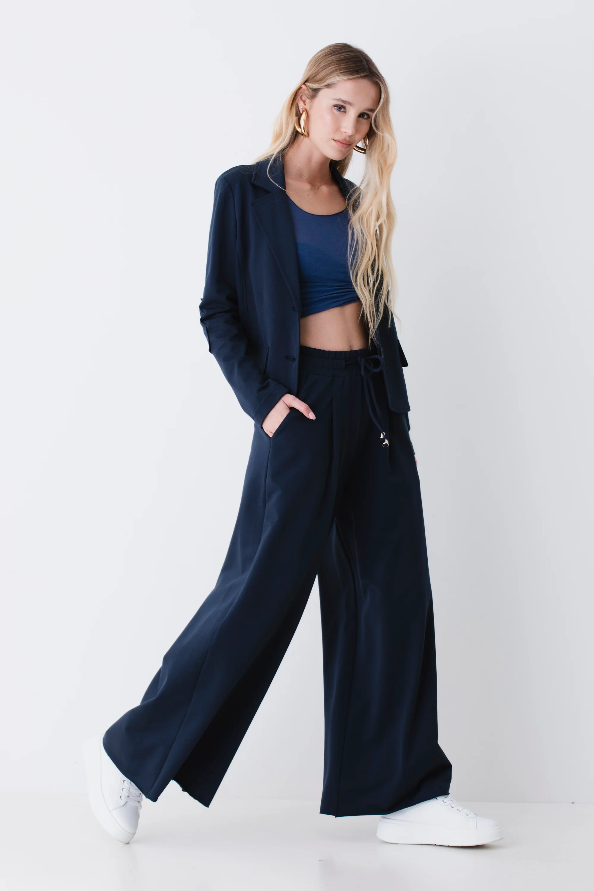 Pantalone palazzo con coulisse in felpa di cotone - PE26 - Image 3