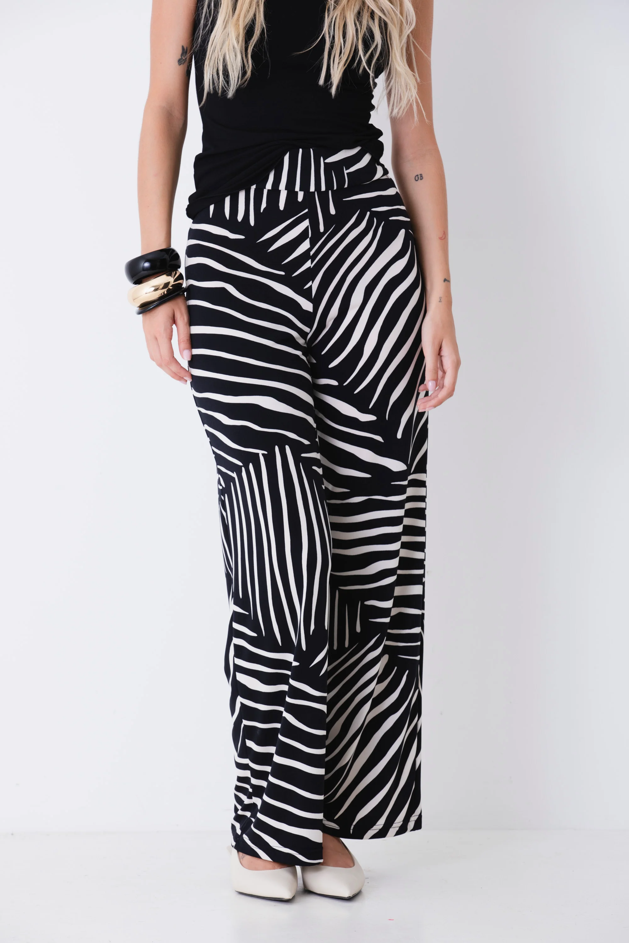 Pantalone palazzo fantasia zembrata in jersey elasticizzato - PE26 - Image 2