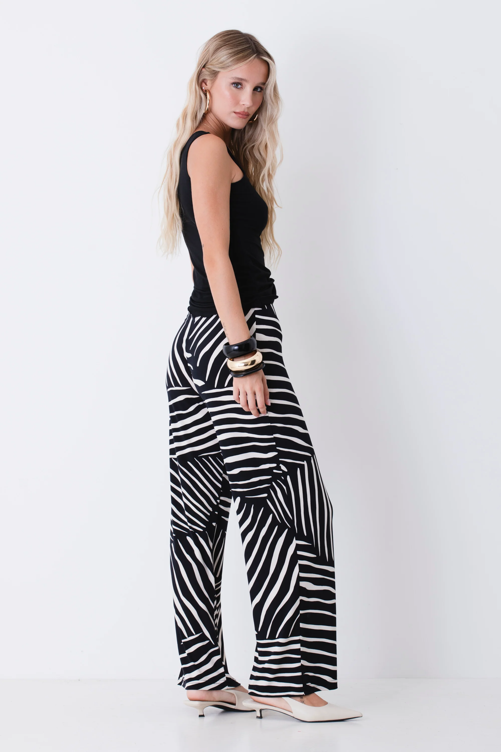 Pantalone palazzo fantasia zembrata in jersey elasticizzato - PE26 - Image 4