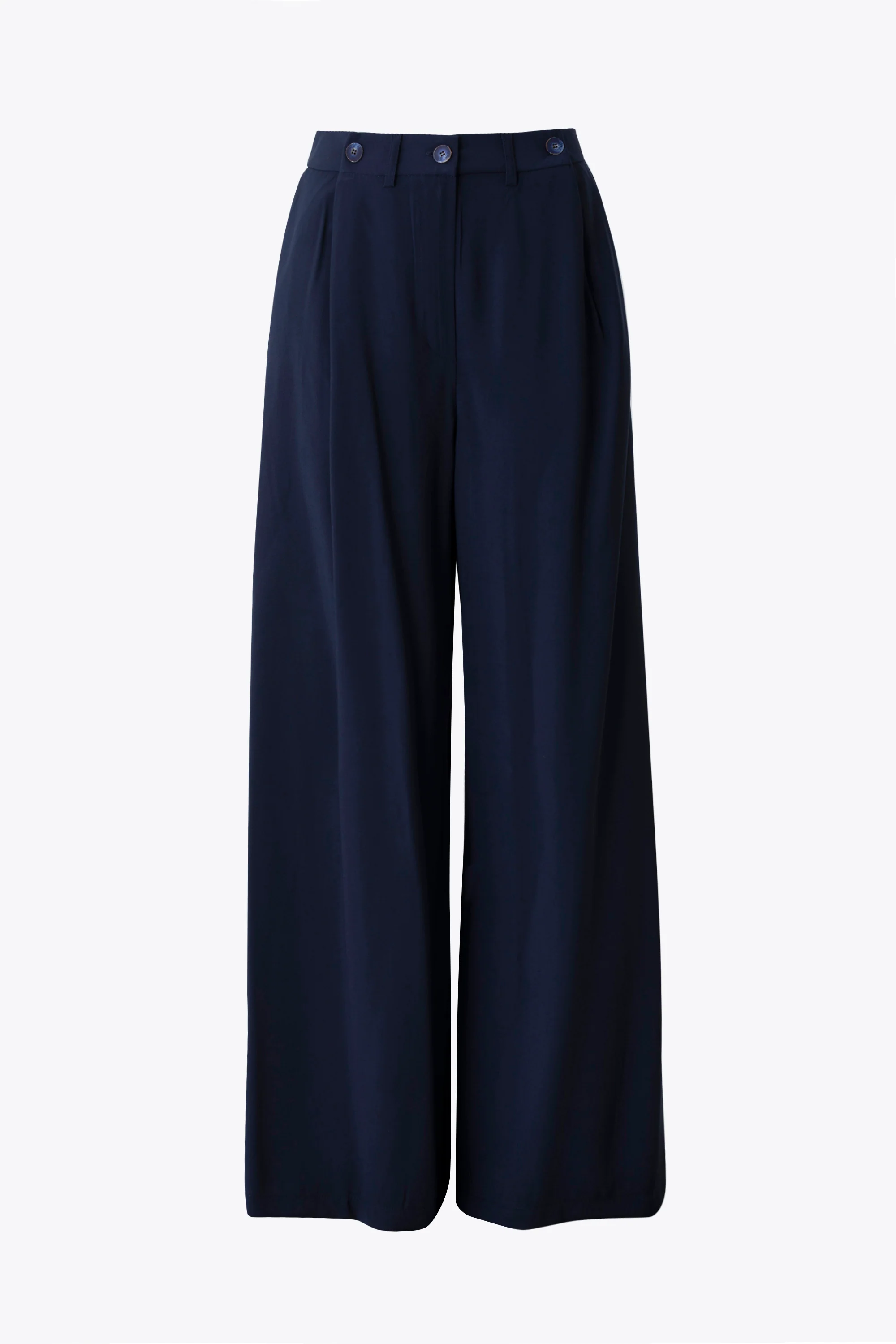 Pantalone palazzo in viscosa con cinta con bottoni applicati - PE26 - Image 5