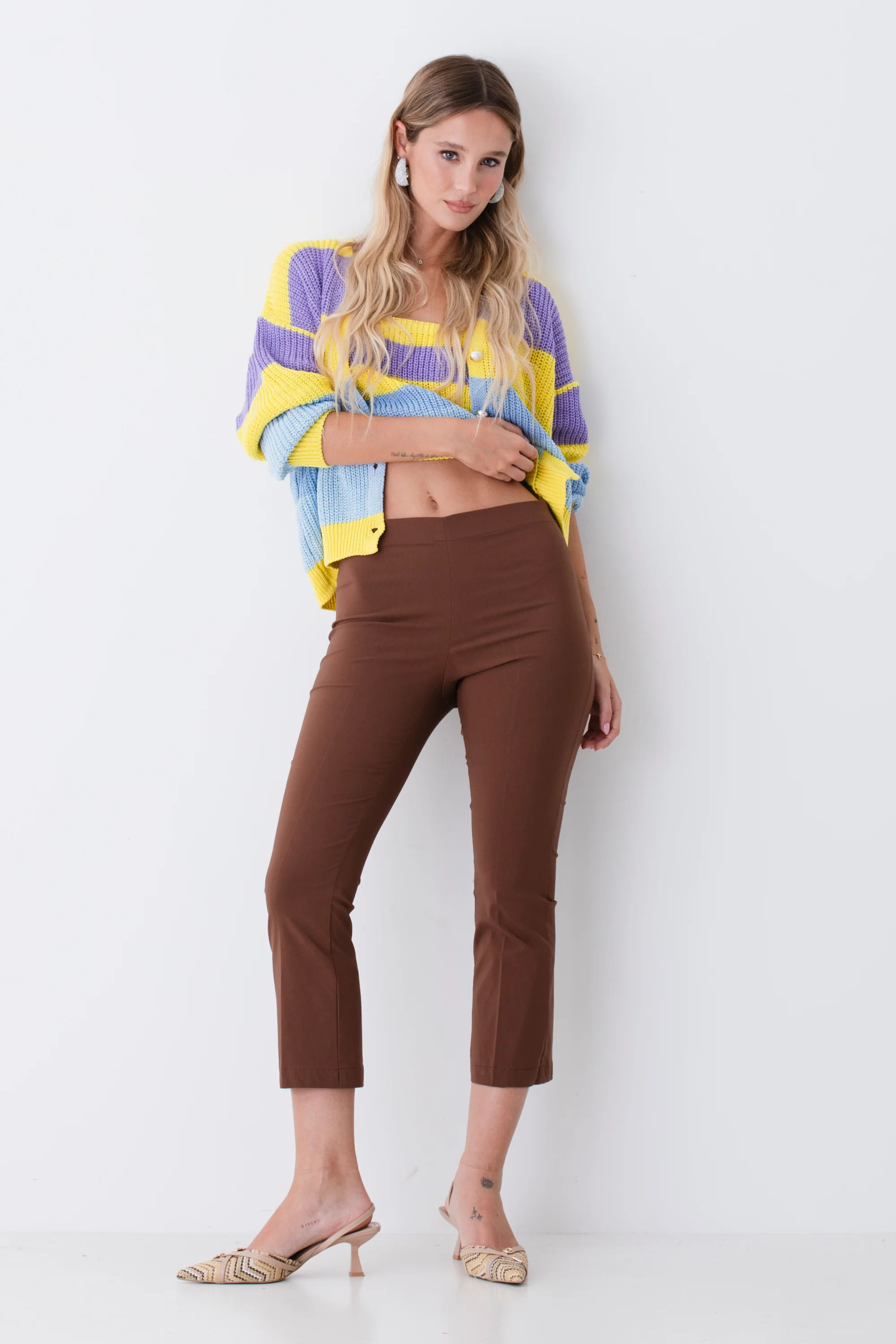 Pantaloni a trombetta in bengalina stretch - PE26
