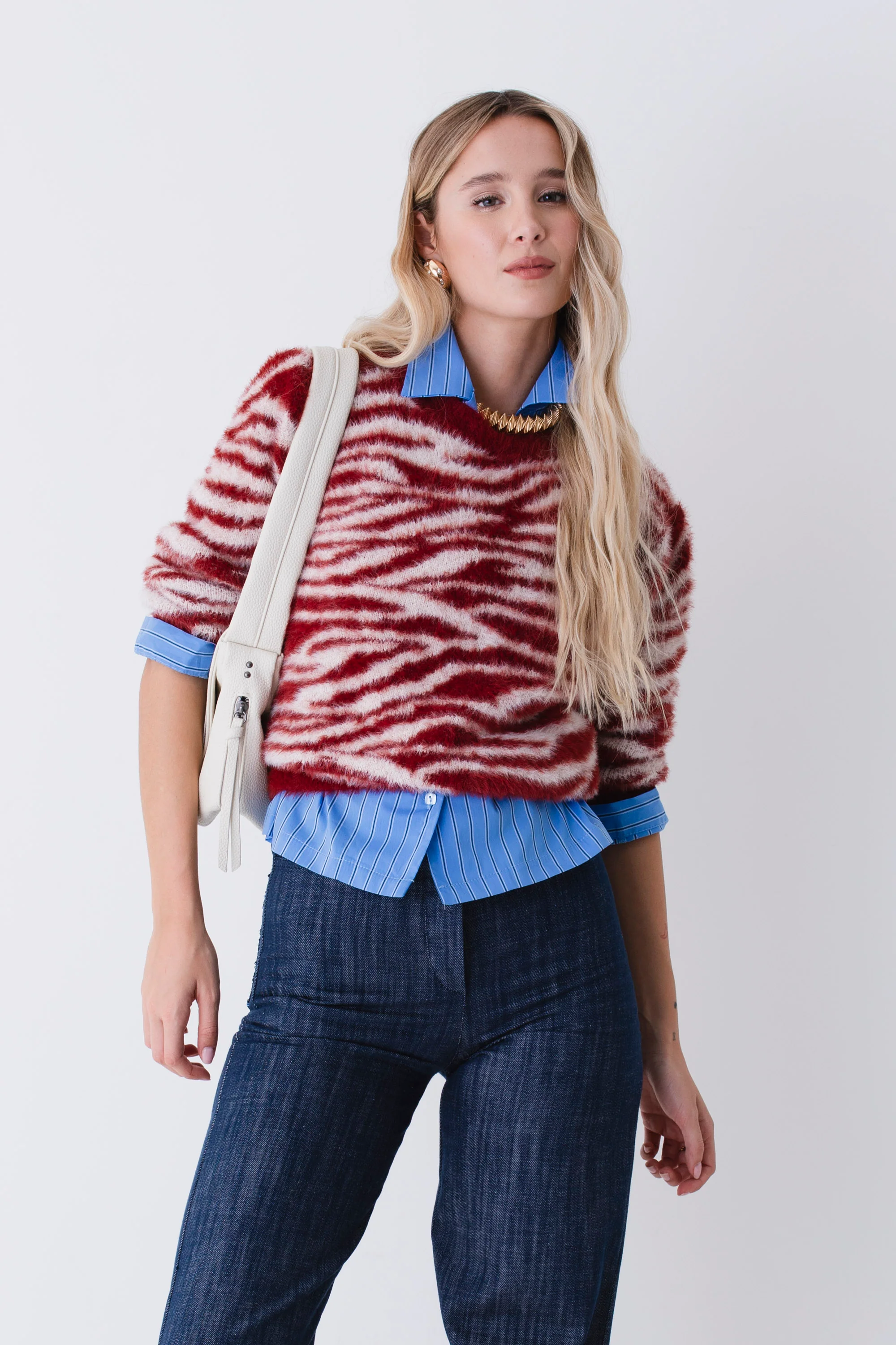 Pullover fantasia zebrata effetto pelliccia - FW26 - Image 2