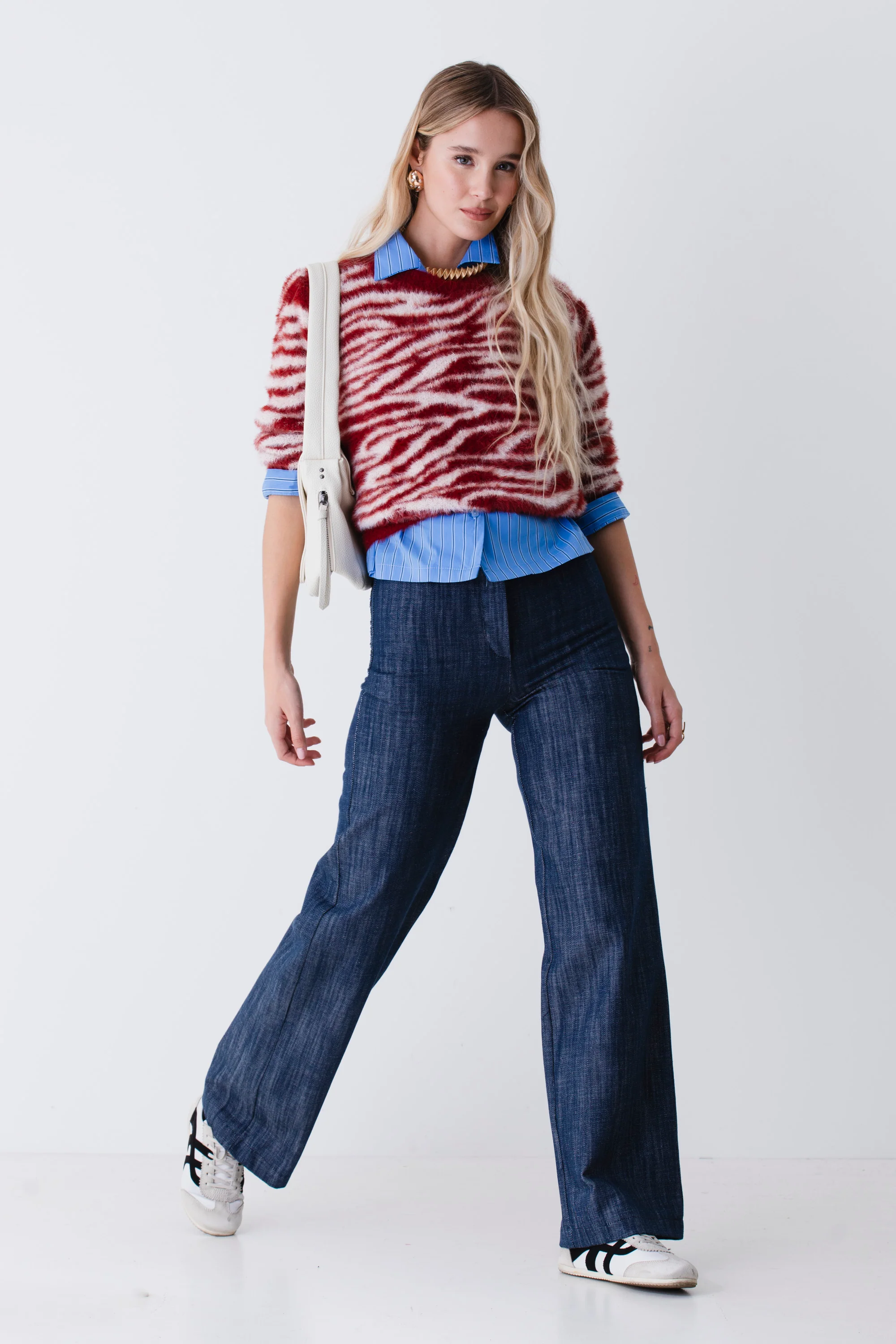 Pullover fantasia zebrata effetto pelliccia - FW26 - Image 3