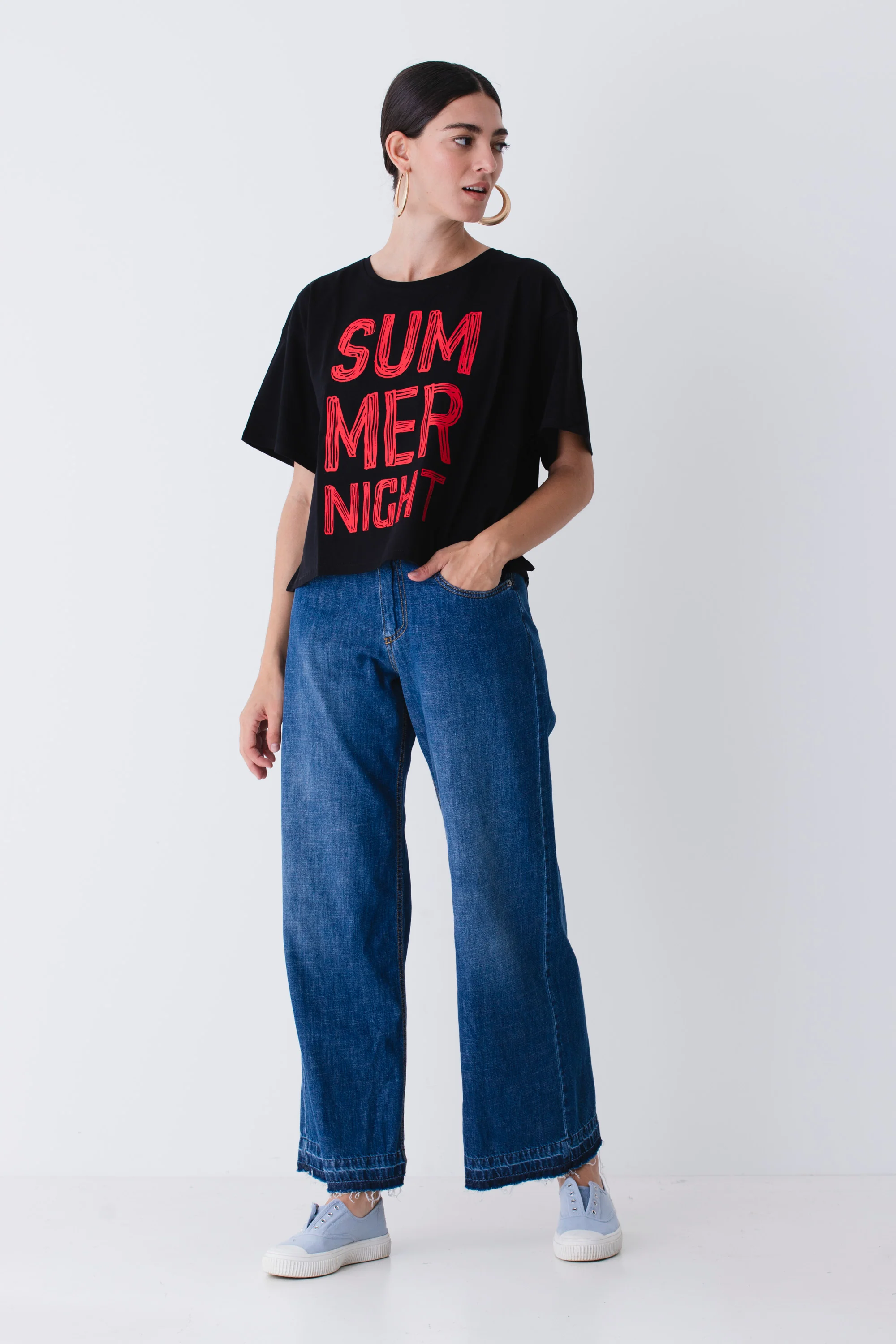 T-shirt boxy fit con scritta in rilievo - PE25 - Image 2
