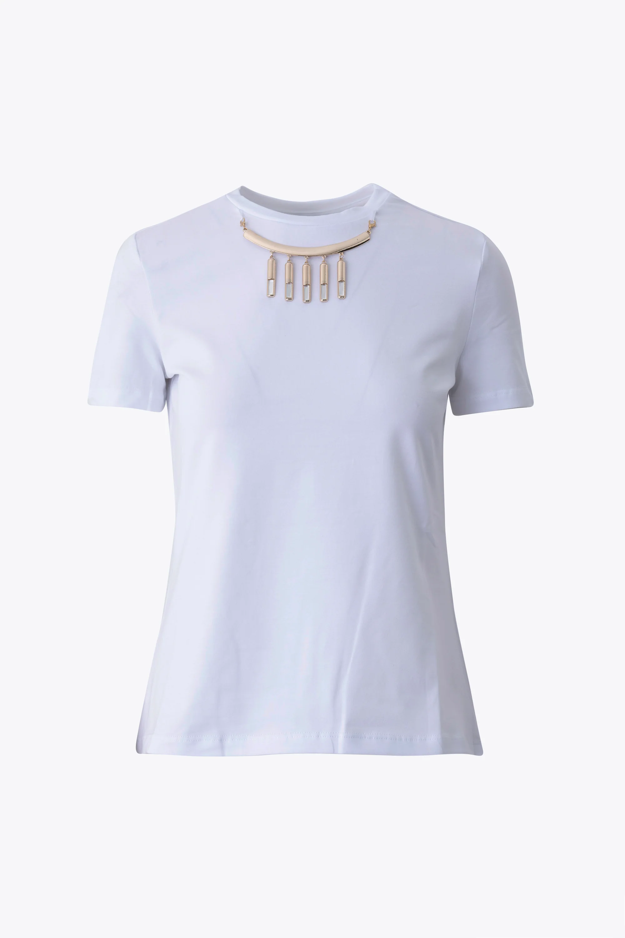 T-shirt in cotone con collana gioiello removibile - PE26 - Image 7